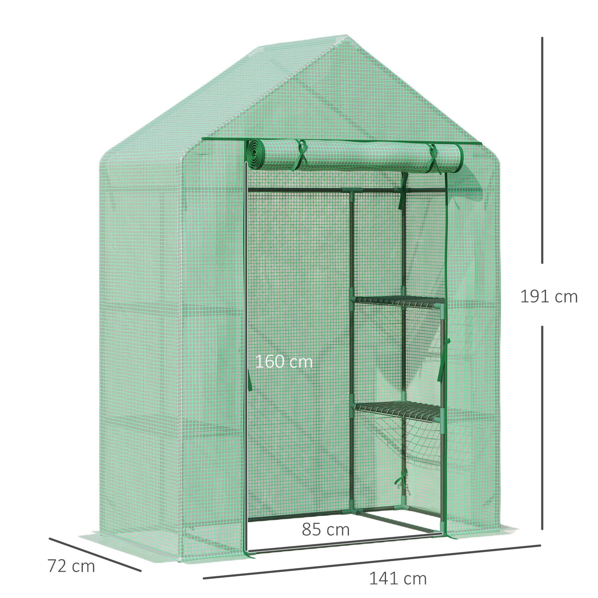 Voir la diapositive 3 : OUTSUNNY Serre de jardin balcon porte déroulante 4 étagères incluses