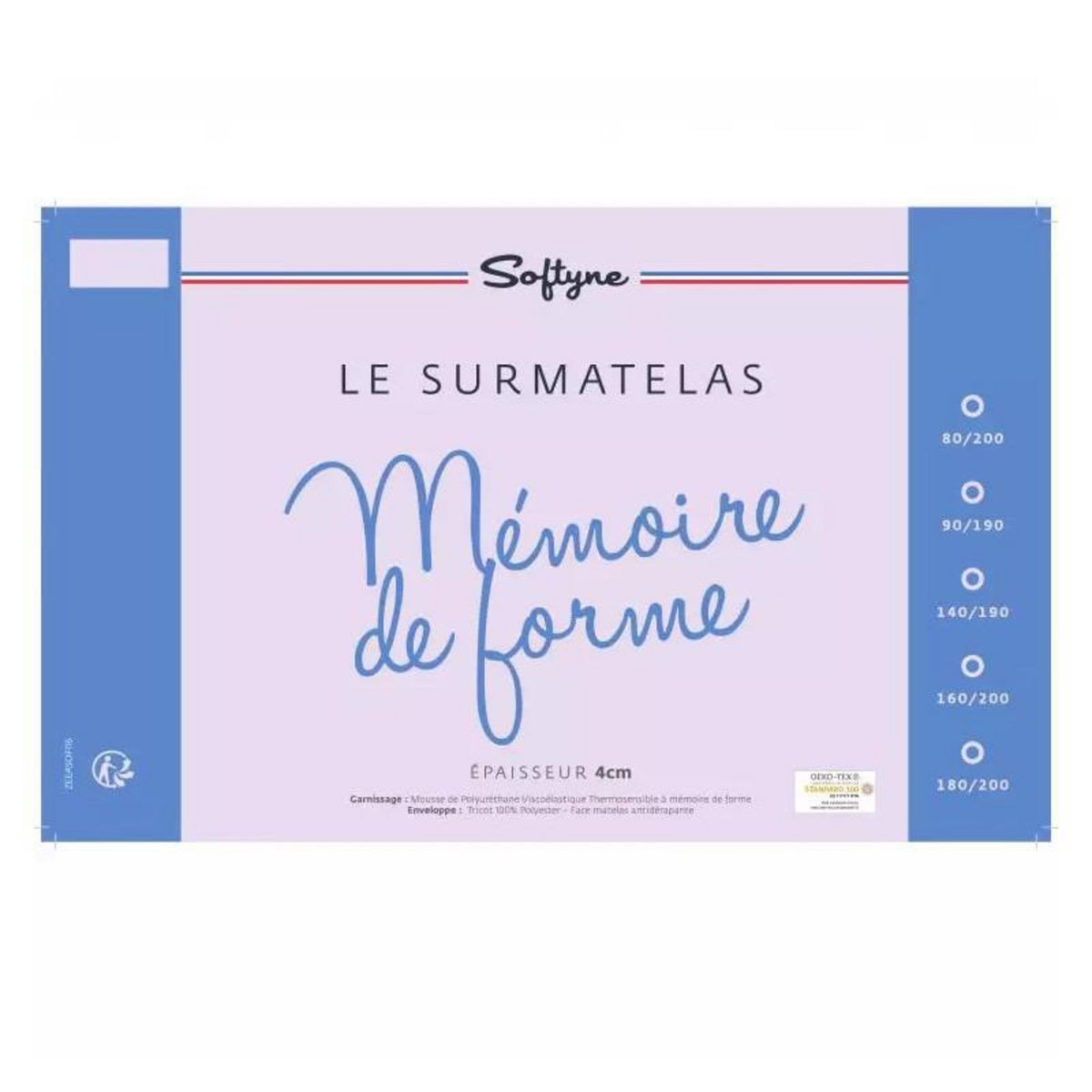 LESTRA Surmatelas Lestra  Fjord Essentiel  à mémoire de forme 80 x 200 cm