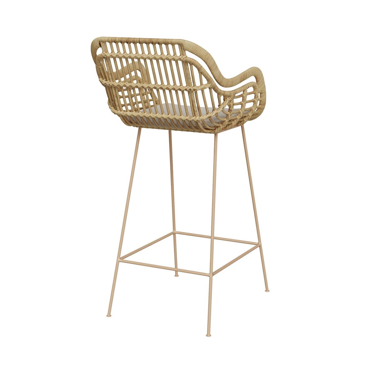 Rendez vous déco Chaise de bar en rotin naturel et pieds en métal noir 71 cm - Chiloe