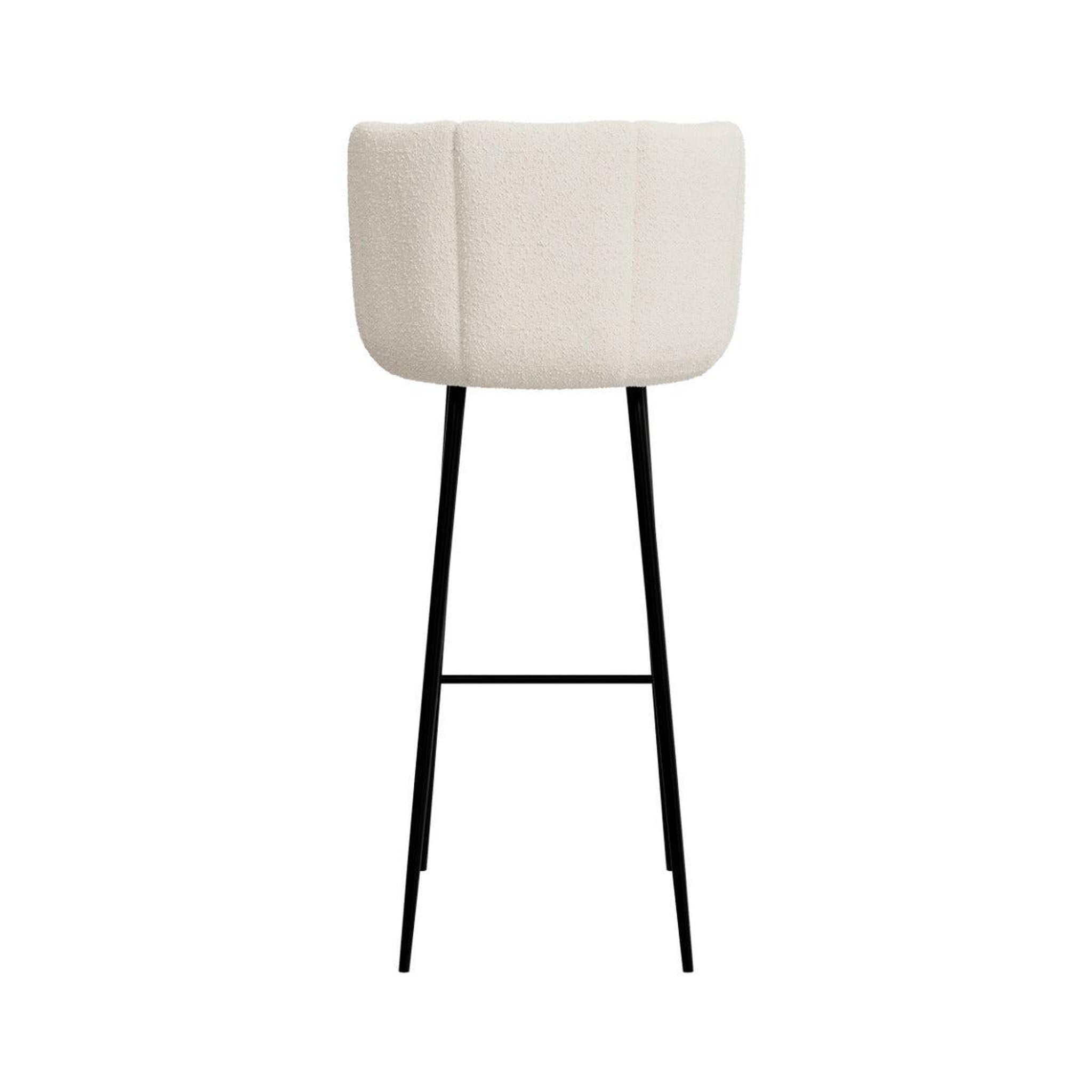 Voir la diapositive 6 : MAISON PAVANE Lot de 2 chaises de bar en tissu bouclé beige 75 cm-rosy