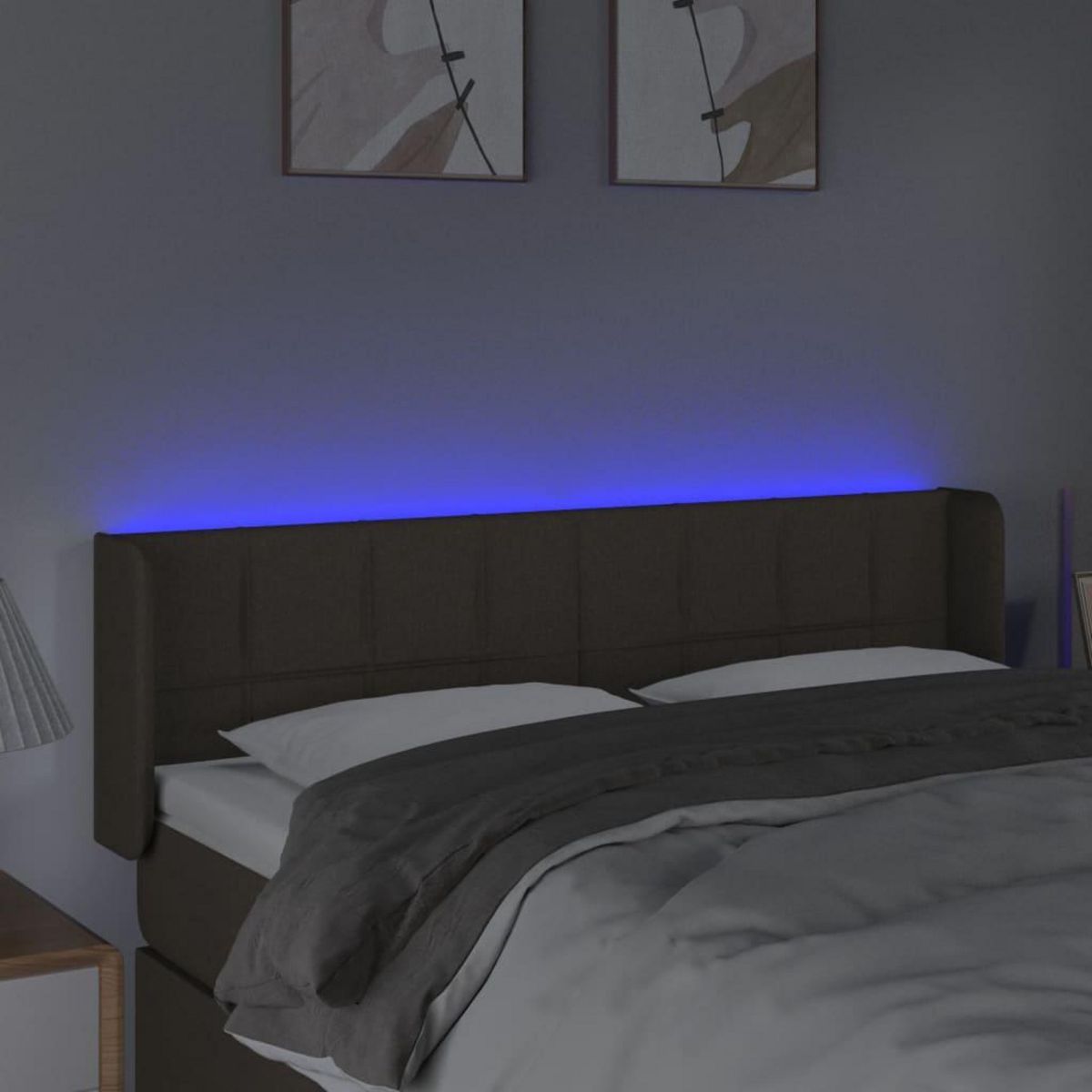 VIDAXL Tete de lit a LED Taupe 147x16x78/88 cm Tissu