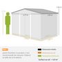 Voir la diapositive 3 : OUTSUNNY Abri de jardin - remise pour outils - cabanon double porte coulissante - fondation incluse - dim. 277L x 191l x 192H cm - tôle d'acier ondulée terracotta
