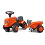 Falk / Falquet Porteur tracteur Kubota avec remorque - pelle et rateau - Orange
