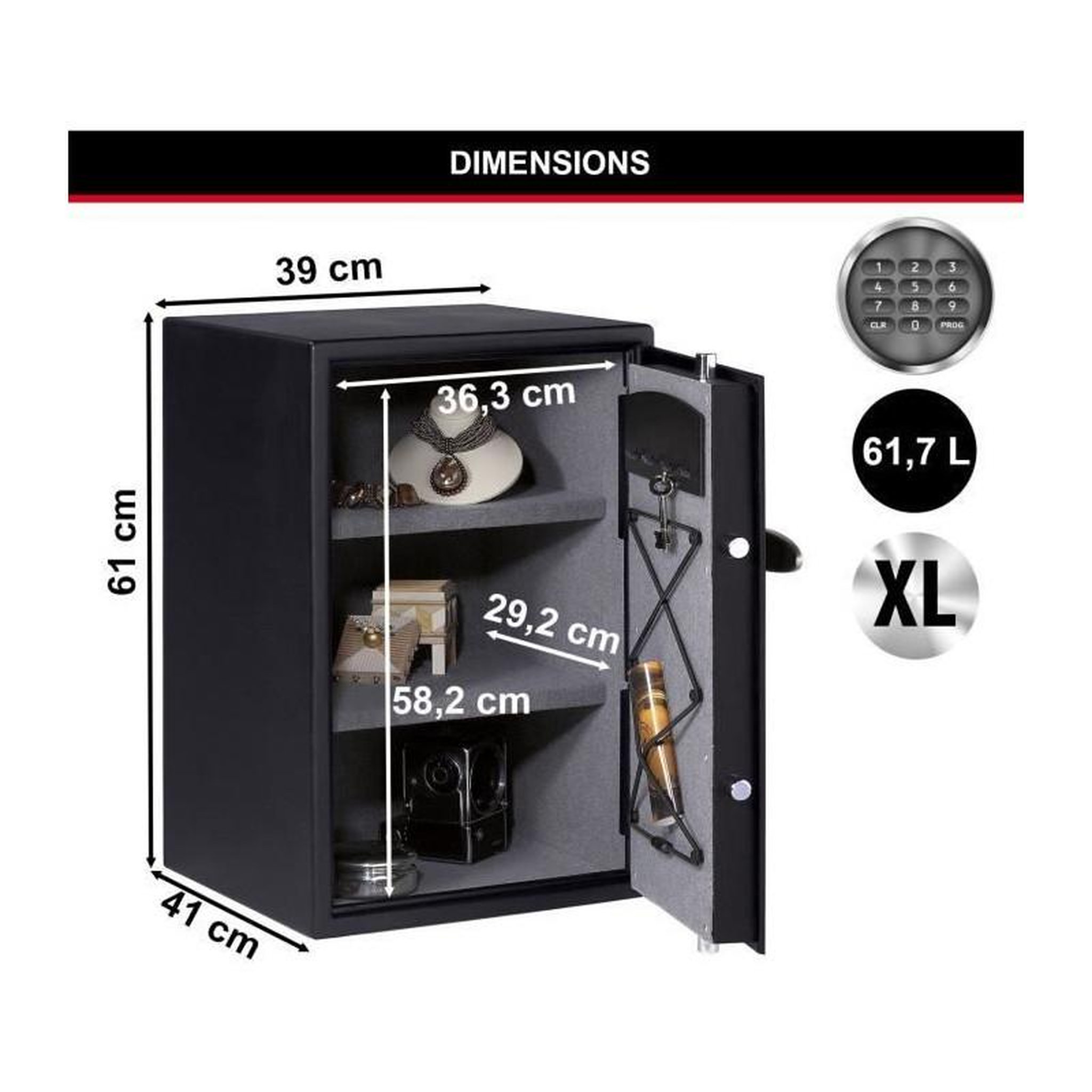 Voir la diapositive 5 : MASTER LOCK Coffre-Fort Haute Sécurité - MASTER LOCK - T6-331ML - Combinaison Électronique - Large 61,7 Litres