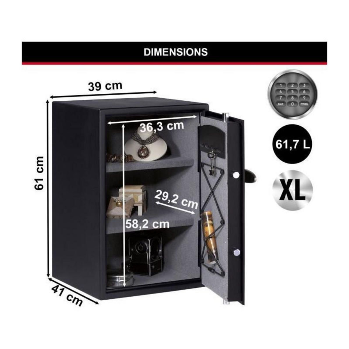 Master lock Coffre-Fort Haute Sécurité [Combinaison Électronique] [Large 61,7 Litres] - T6-331ML