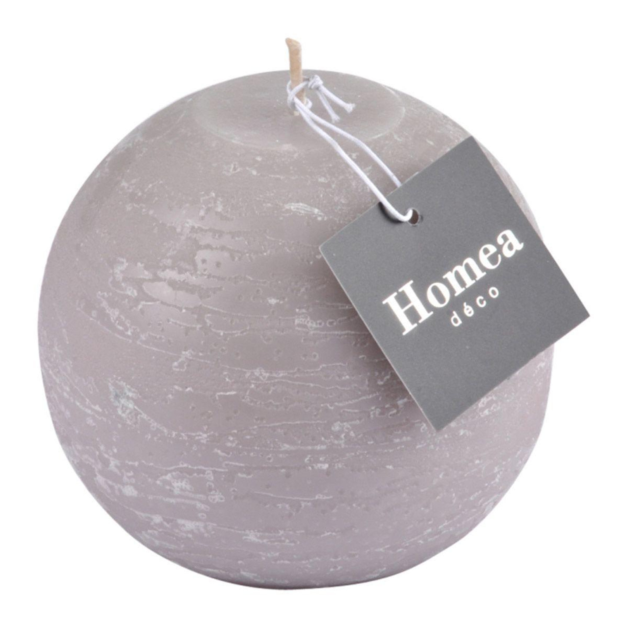 Voir la diapositive 2 : HOMEA Bougie boule déco  rustique  10cm lin