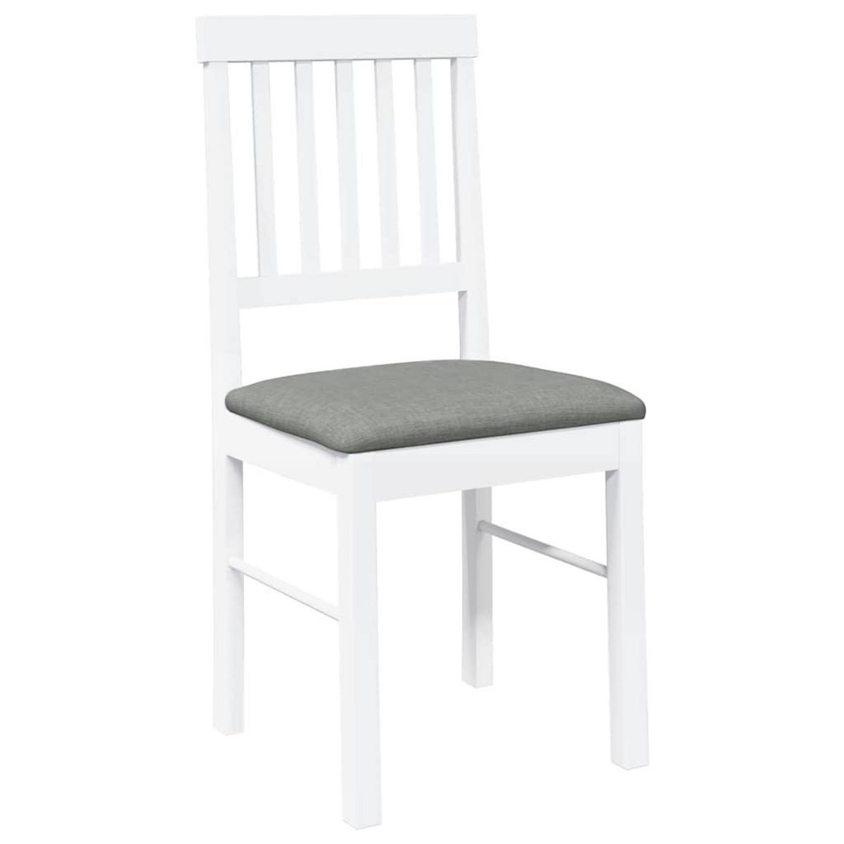 VIDAXL Chaises a manger coussins 2 pcs blanc bois massif caoutchouc