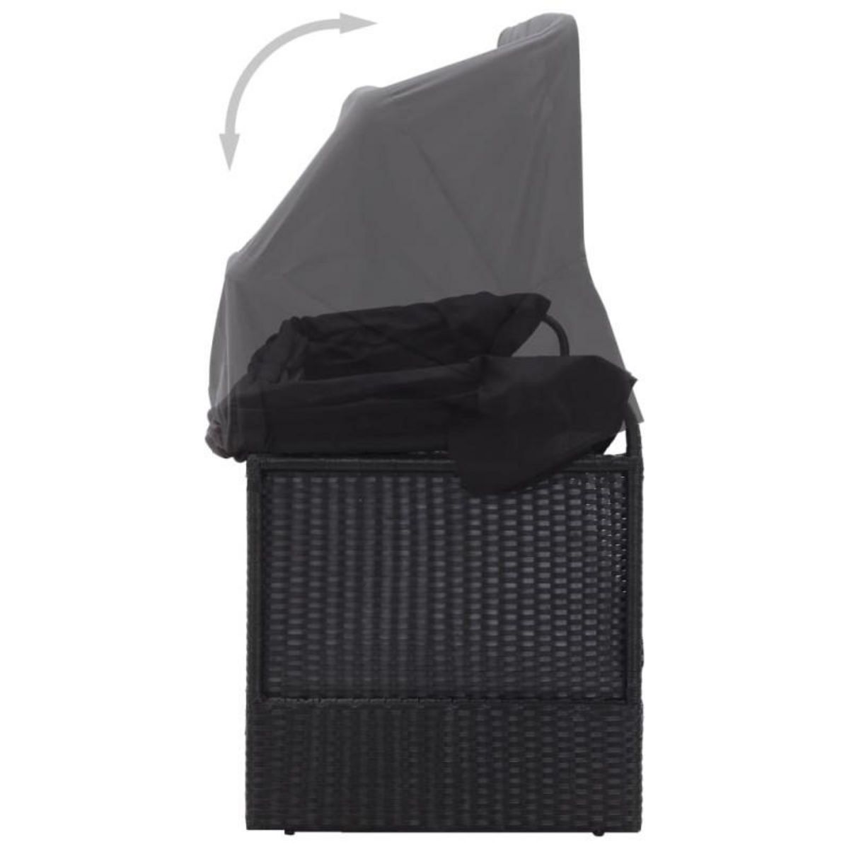 VIDAXL Lit canapé d extérieur avec auvent Résine tressée Noir