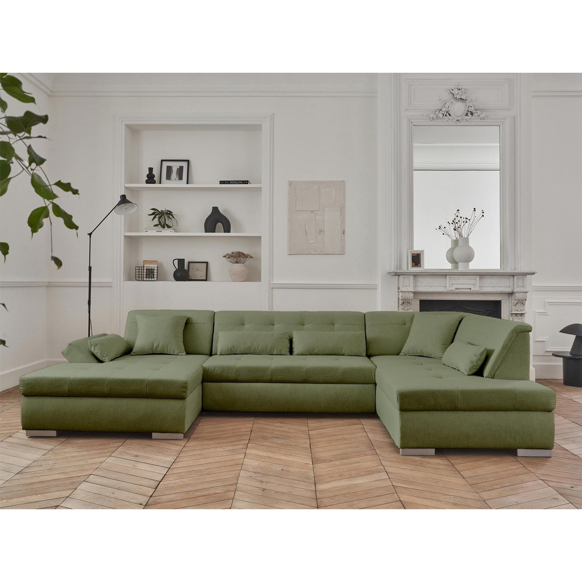 LISA DESIGN Vermont - canapé panoramique d'angle droit - 7 places - convertible - en tissu