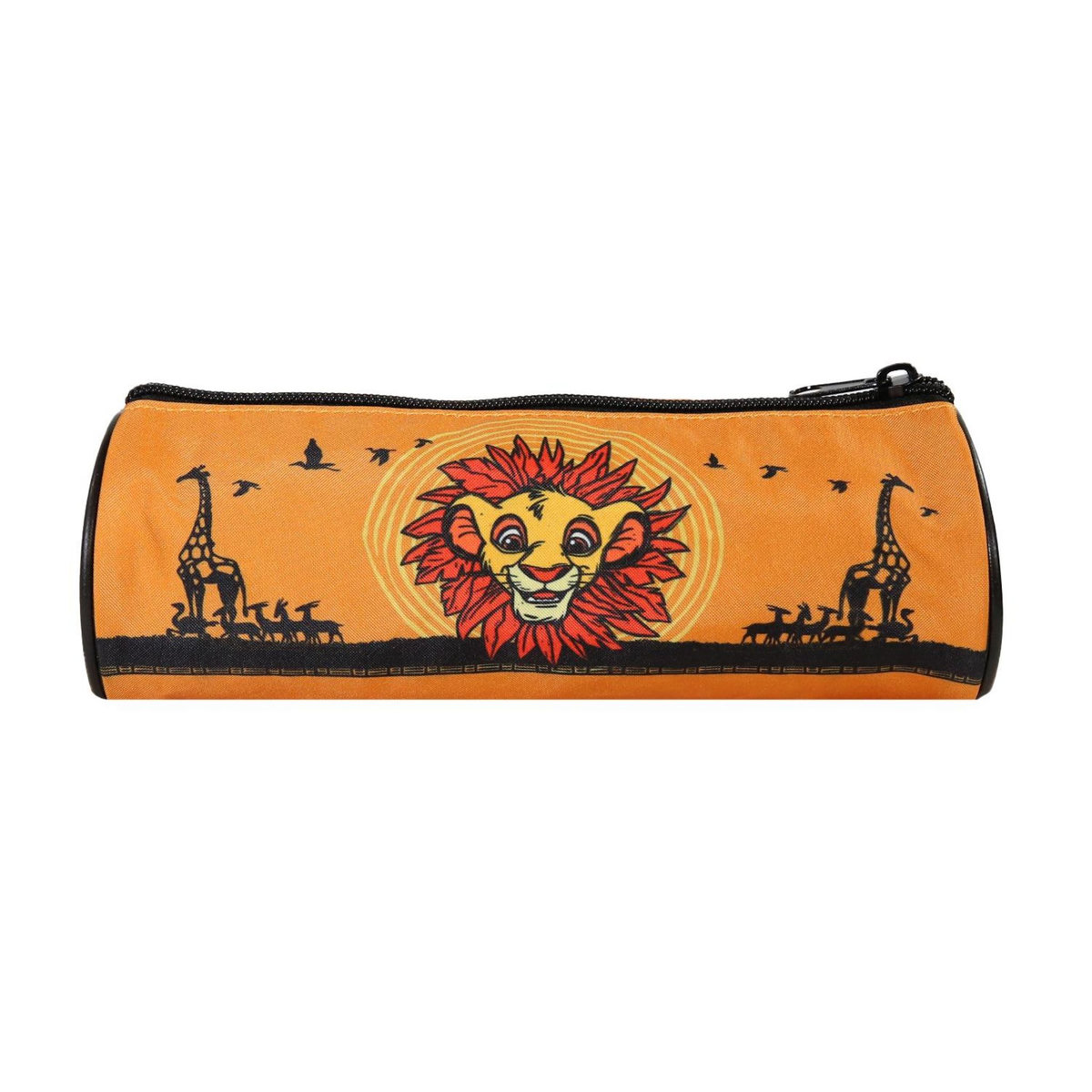 Bagtrotter Bagtrotter - Le Roi Lion - Trousse Scolaire Ronde - Orange - 1 Compartiment Zippé - 22x7x7cm - Matière Polyester - Accessoire et Papeterie Scolaire