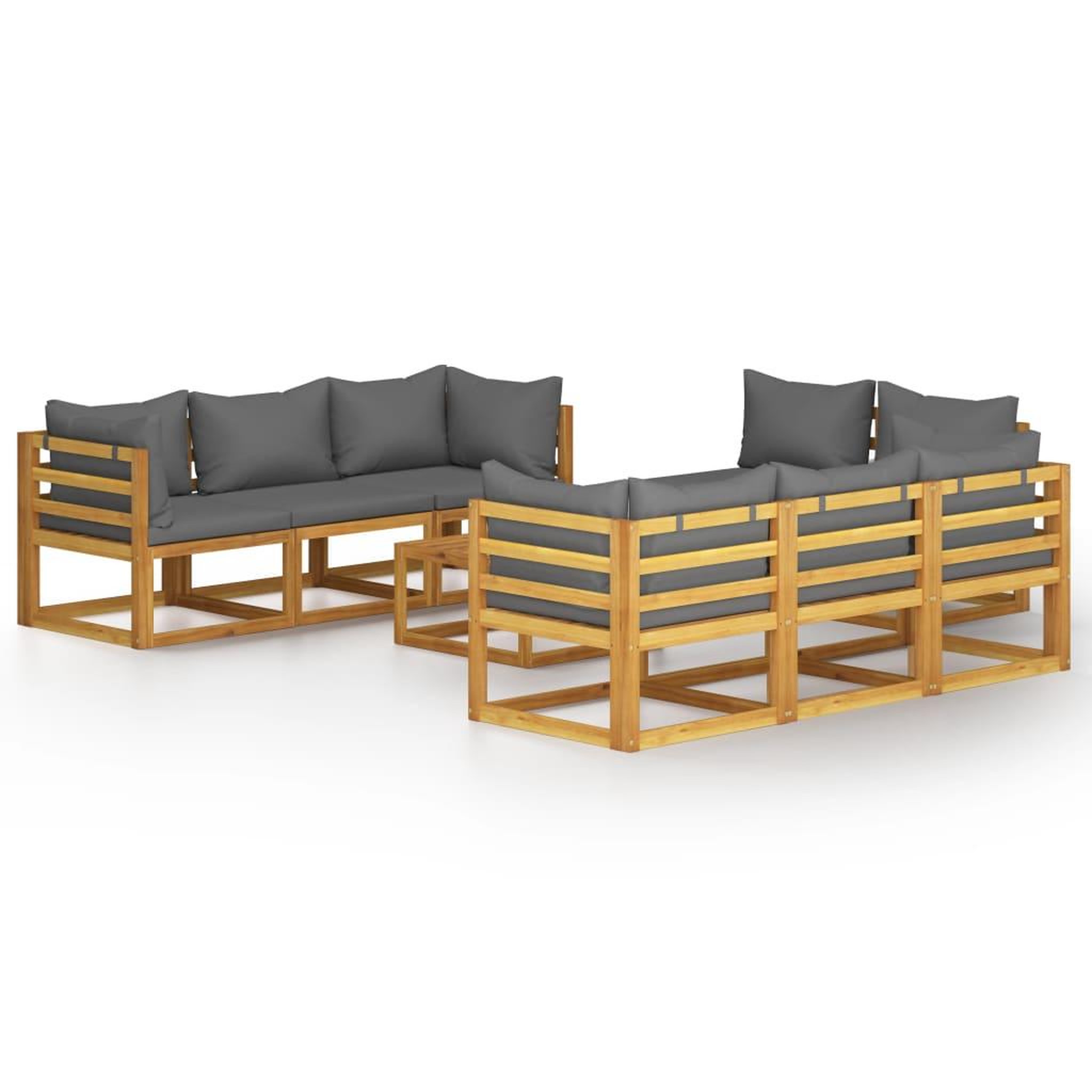 Voir la diapositive 2 : VIDAXL Salon de jardin 9 pcs avec coussin Bois d'acacia solide