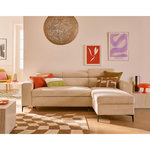 LISA DESIGN Ceylan - canapé d'angle réversible - convertible avec coffre et têtières - 4 places - en velours côtelé. Coloris disponibles : Beige