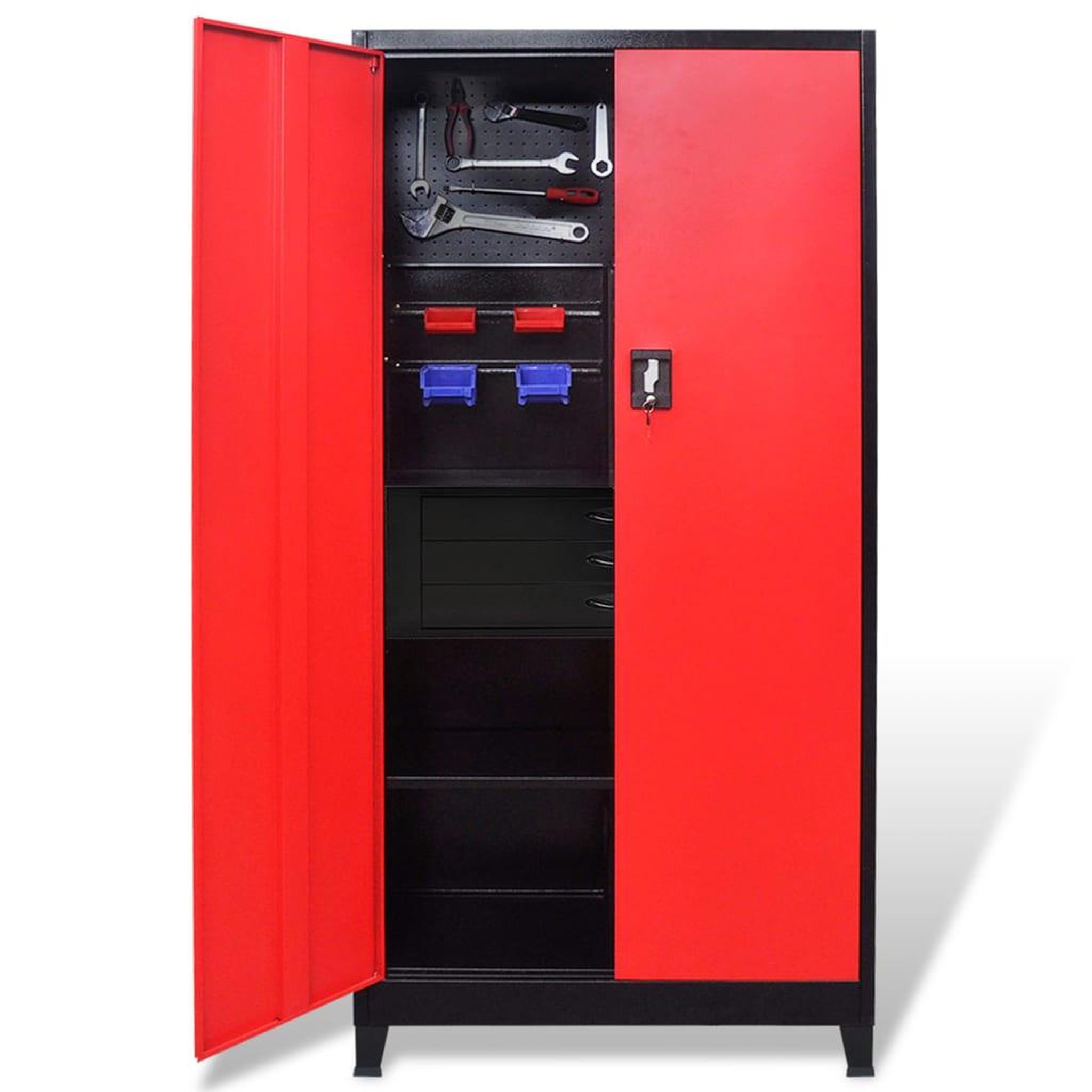 Voir la diapositive 2 : VIDAXL Armoire avec coffre a outils Acier 90x40x180 cm Rouge et noir