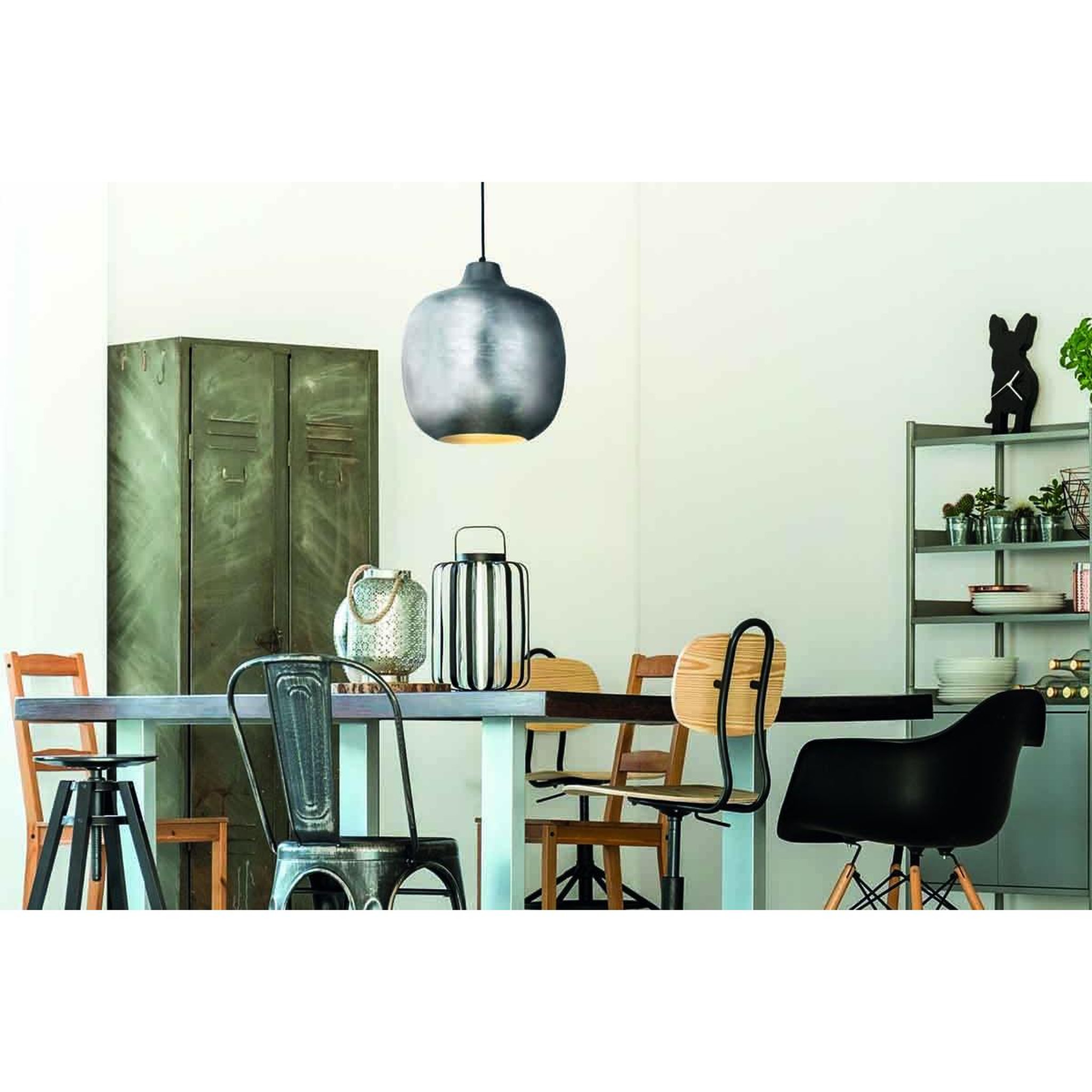 Voir la diapositive 5 : Paris Prix Lampe Suspension Vintage  Salyer  43cm Argent
