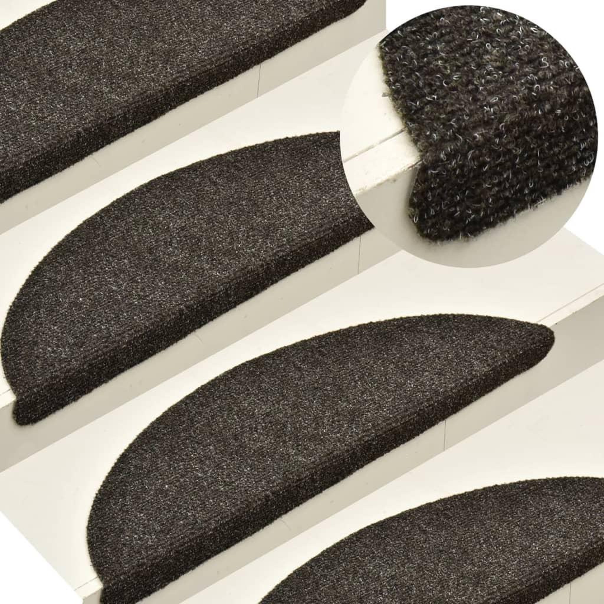 VIDAXL Tapis d'escalier autocollants 5 pcs anthracite 65x21x4 cm