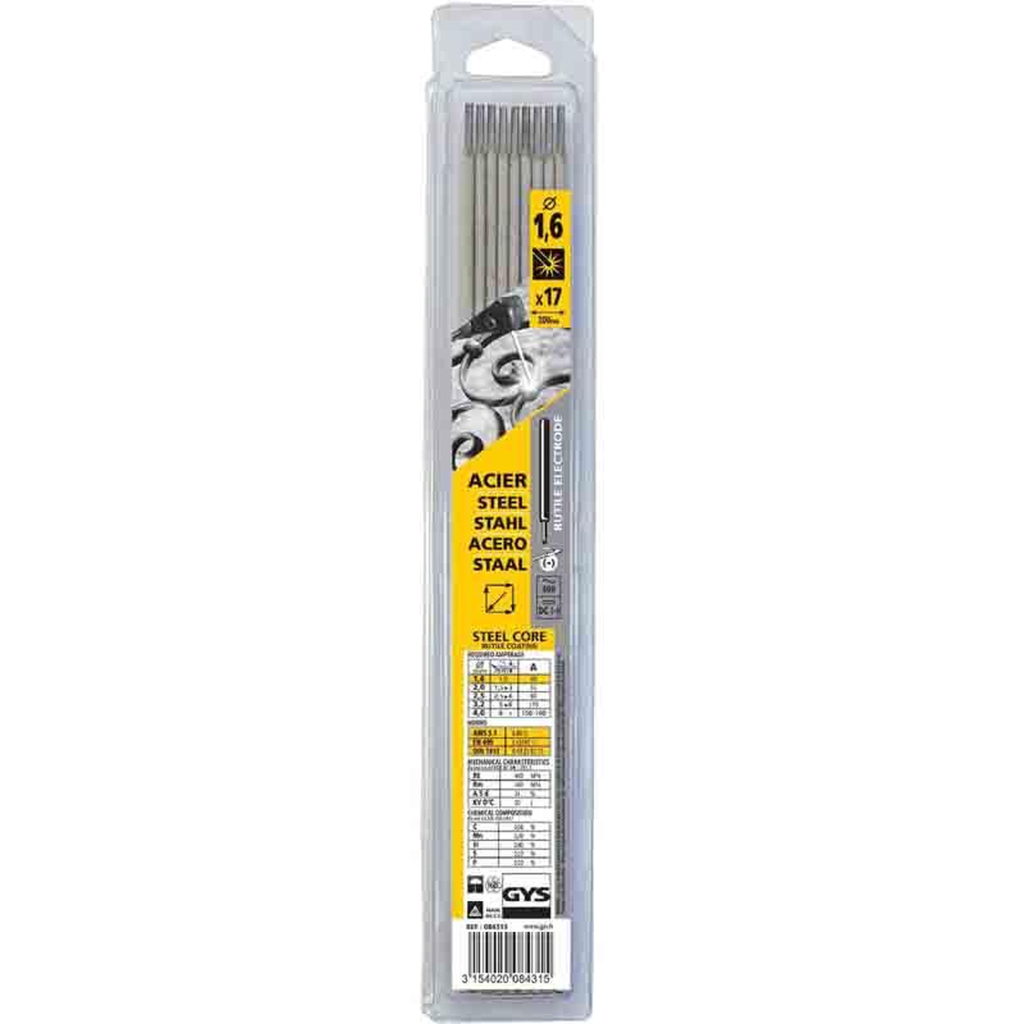 GYS 17 Electrodes traditionnelles acier rutile Ø1,6 mm
