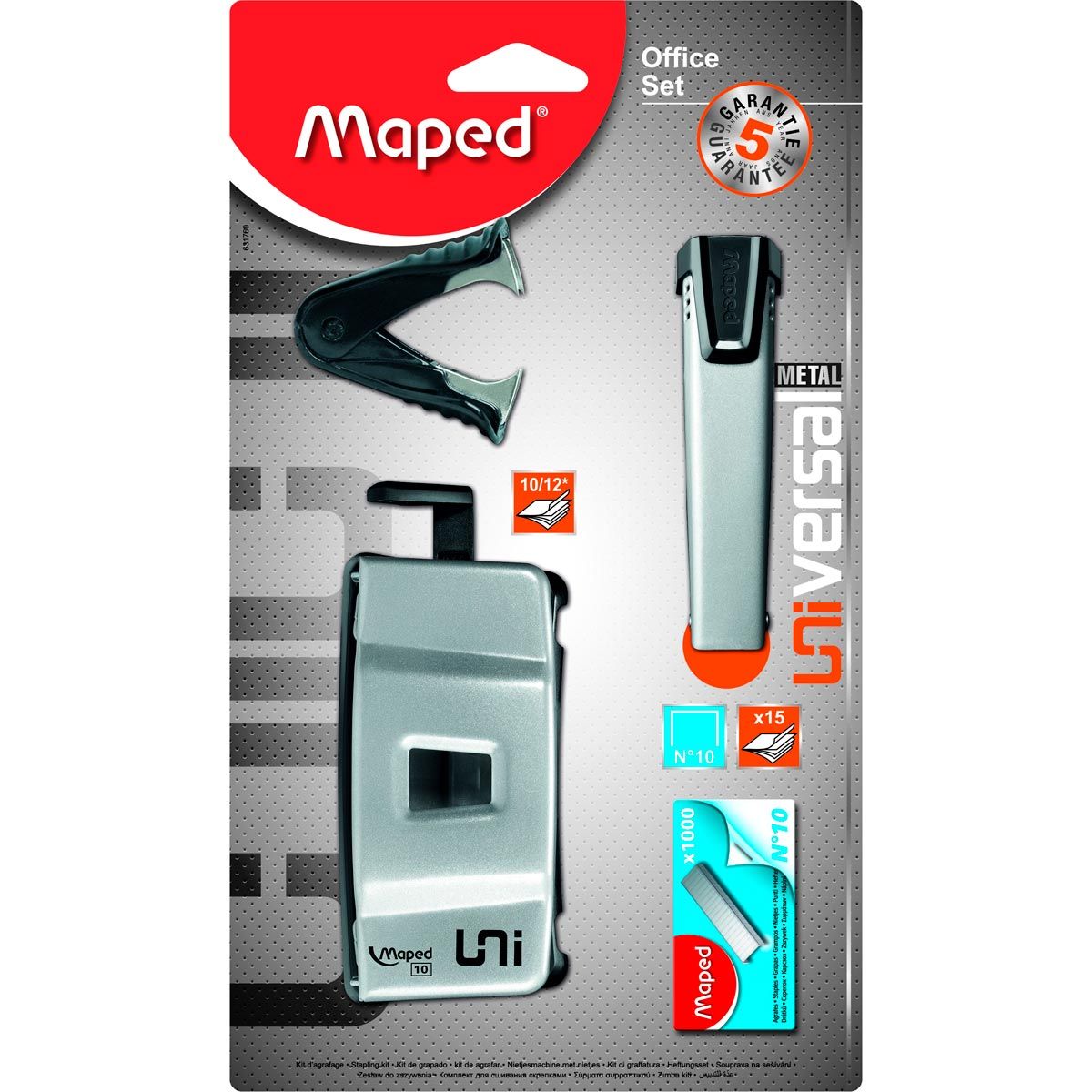 MAPED  Kit Universal Métal Agrafeuse + perforatrice + ôte agrafe + 1000 agrafes n°10