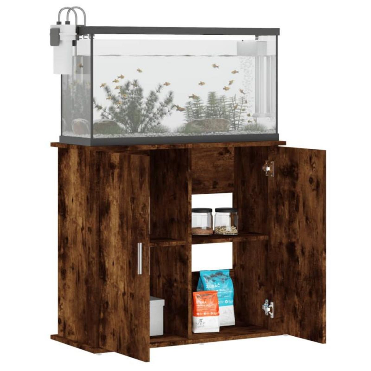 VIDAXL Support pour aquarium chêne fumé 81x36x73 cm bois d ingénierie