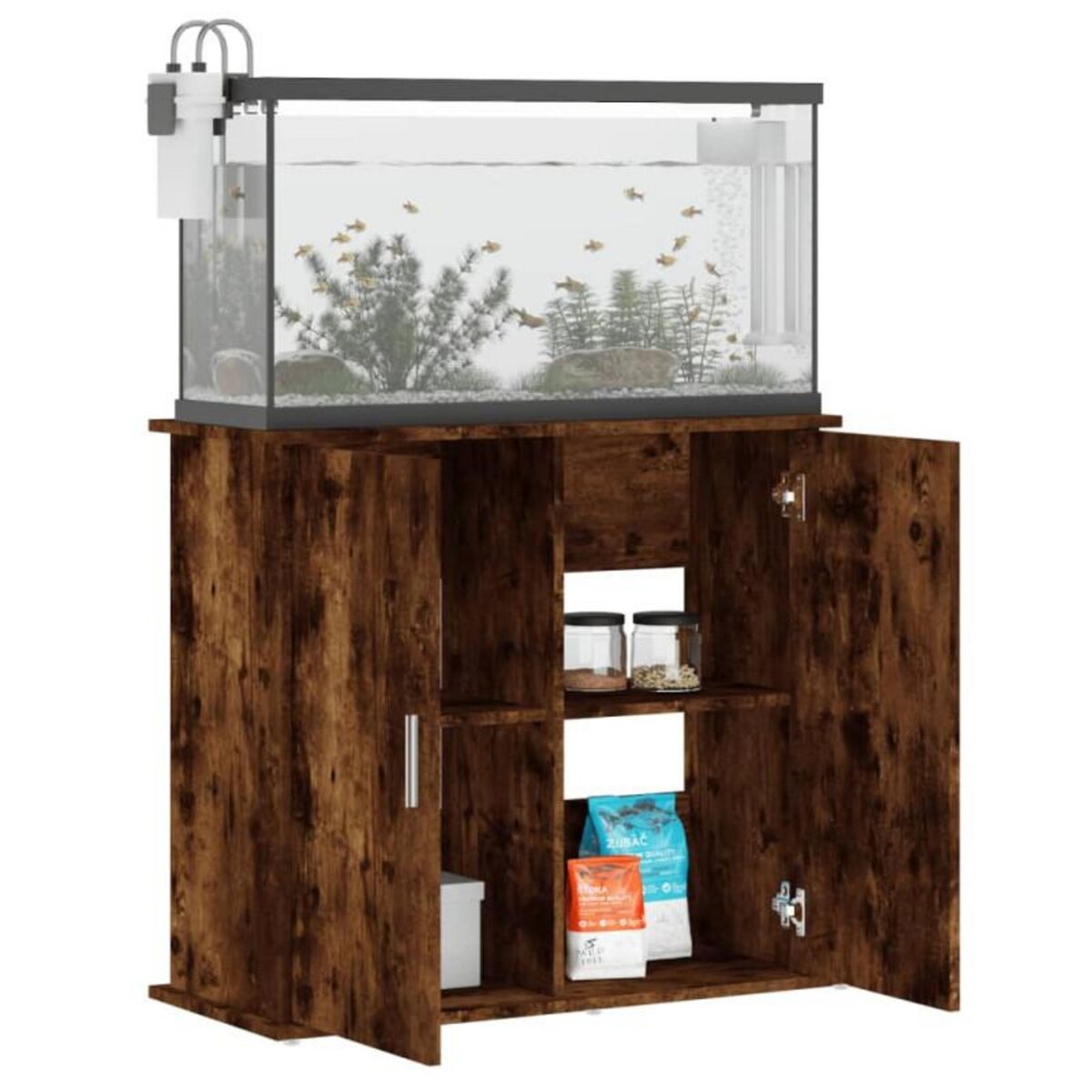 VIDAXL Support pour aquarium chêne fumé 81x36x73 cm bois d ingénierie