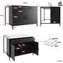 Voir la diapositive 3 : MERAX Ilot de cuisine 2 portes 2 tiroirs coloris noir mdf