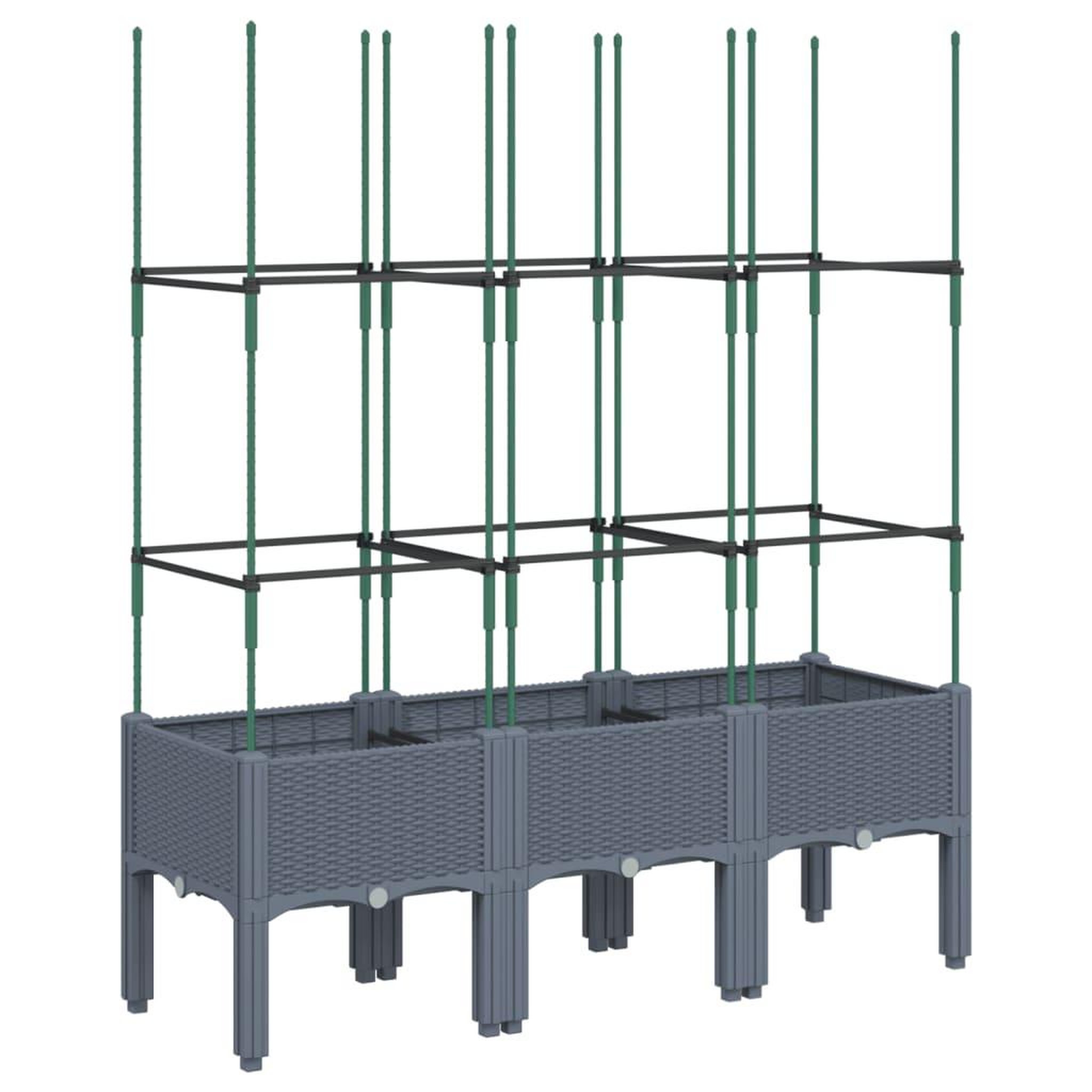 Voir la diapositive 2 : VIDAXL Jardiniere avec treillis bleu gris 120x40x142,5 cm PP