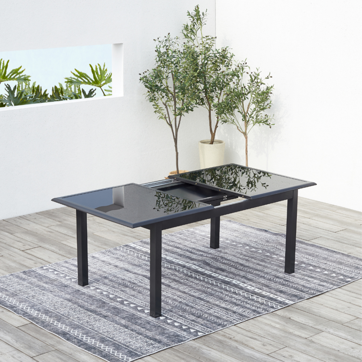 CONCEPT USINE Table de jardin et 8 chaises en aluminium gris RAVENNE