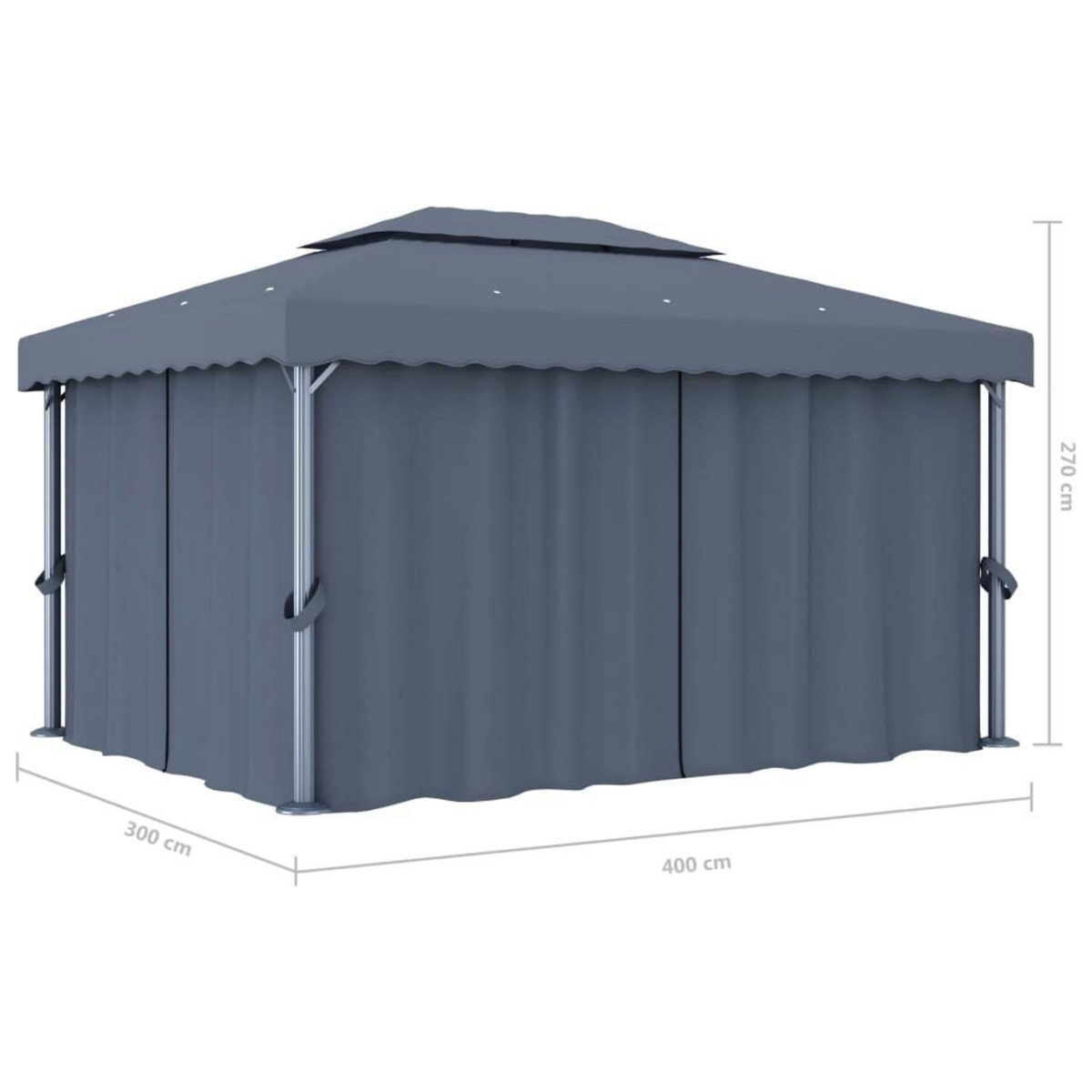 VIDAXL Tonnelle avec rideau 4x3 m Anthracite Aluminium