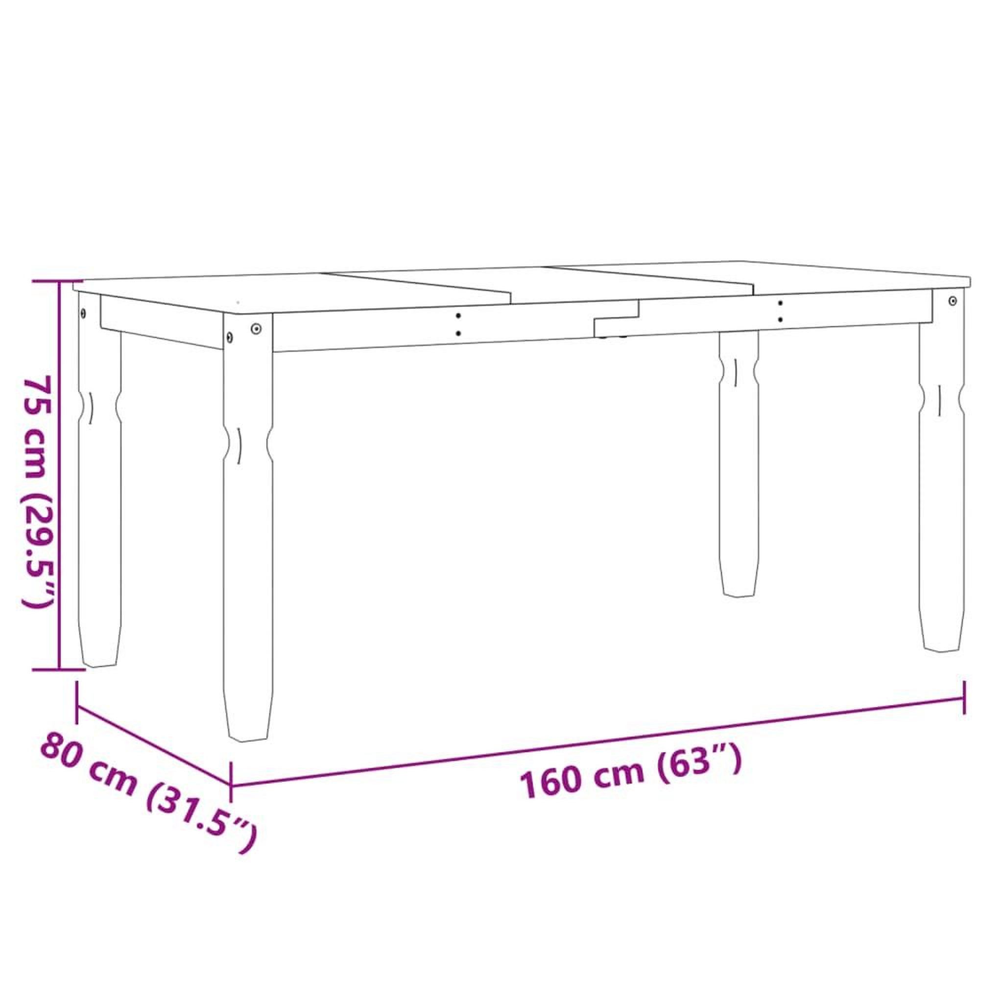 Voir la diapositive 6 : VIDAXL Table a manger  160x80x75 cm bois massif de pin