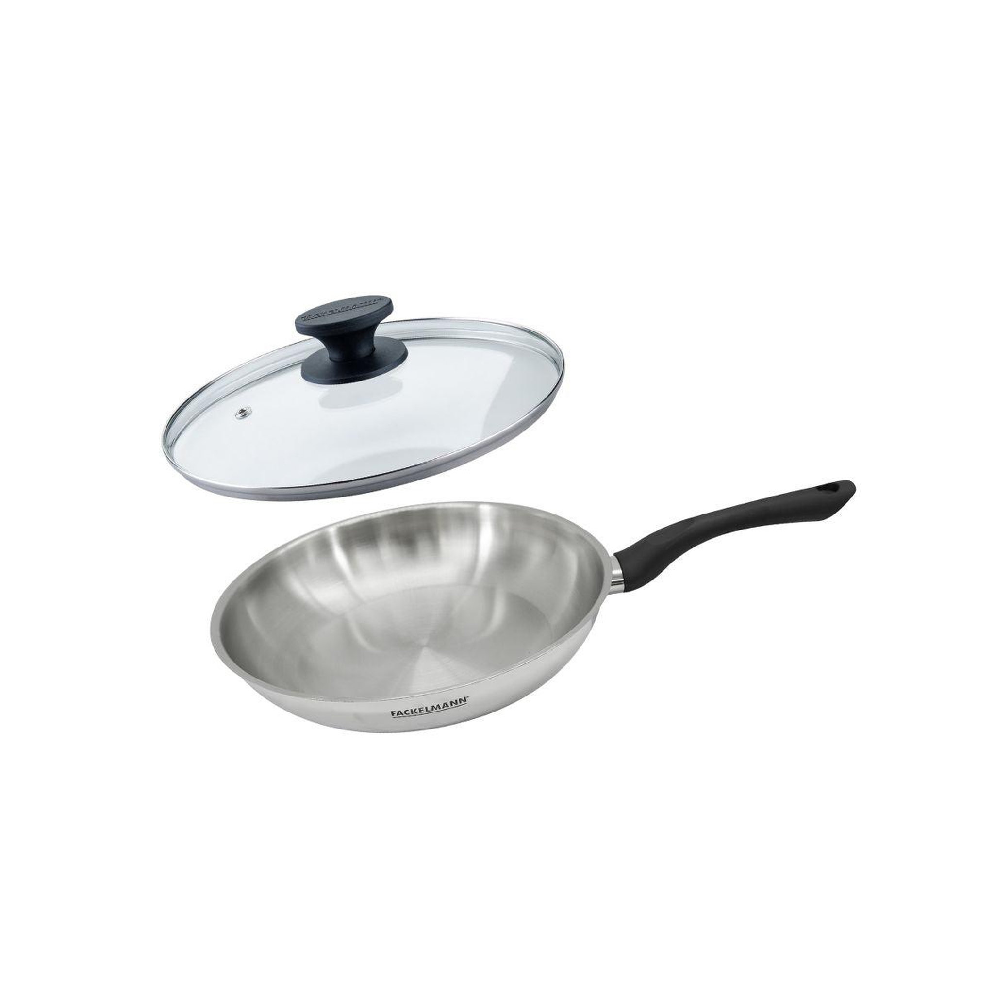 Fackelmann Set poêle 28 cm en inox et couvercle verre fackelmann geneva