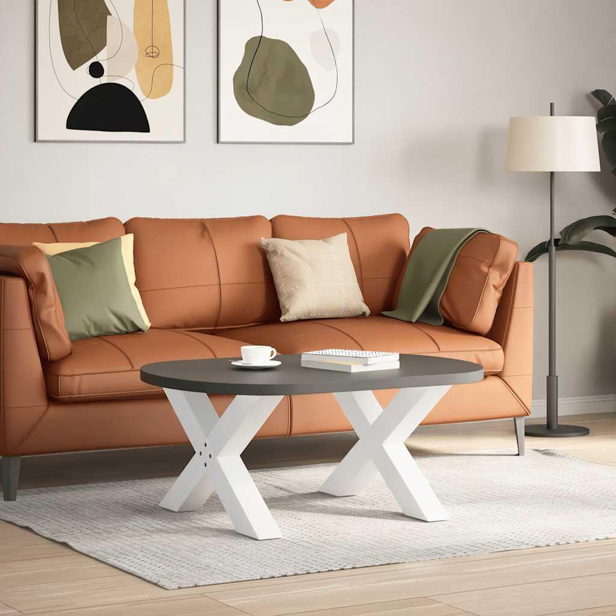 Voir la diapositive 2 : VIDAXL Pieds de table basse forme de X 2 pcs blanc 70x(42-43) cm acier