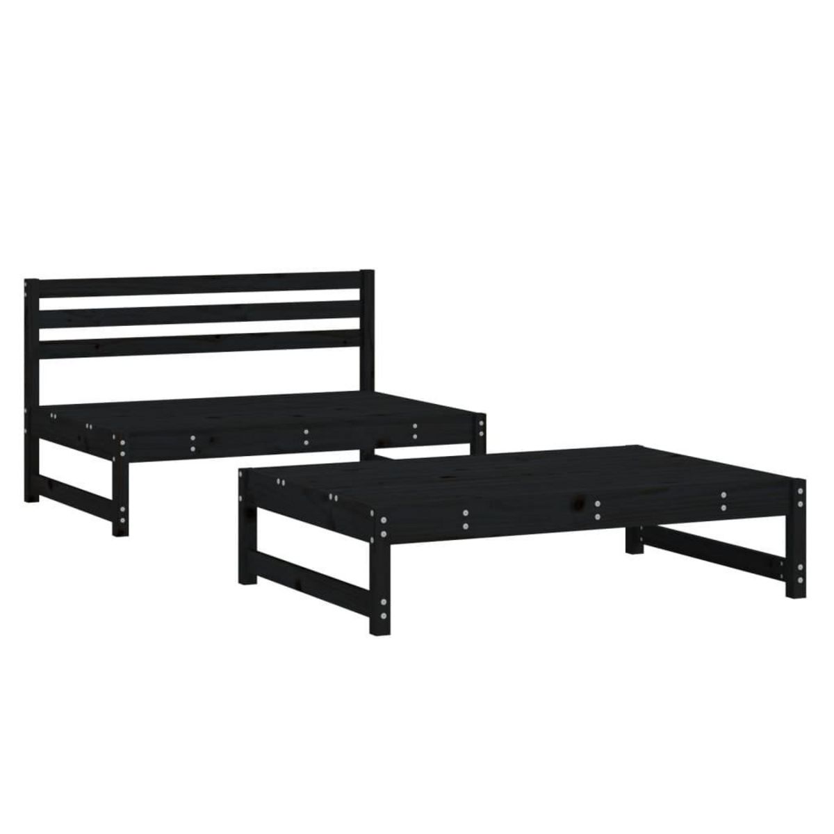 VIDAXL Salon de jardin 2 pcs noir bois massif de pin