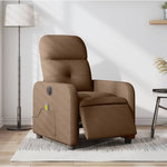 VIDAXL Fauteuil inclinable de massage electrique marron tissu