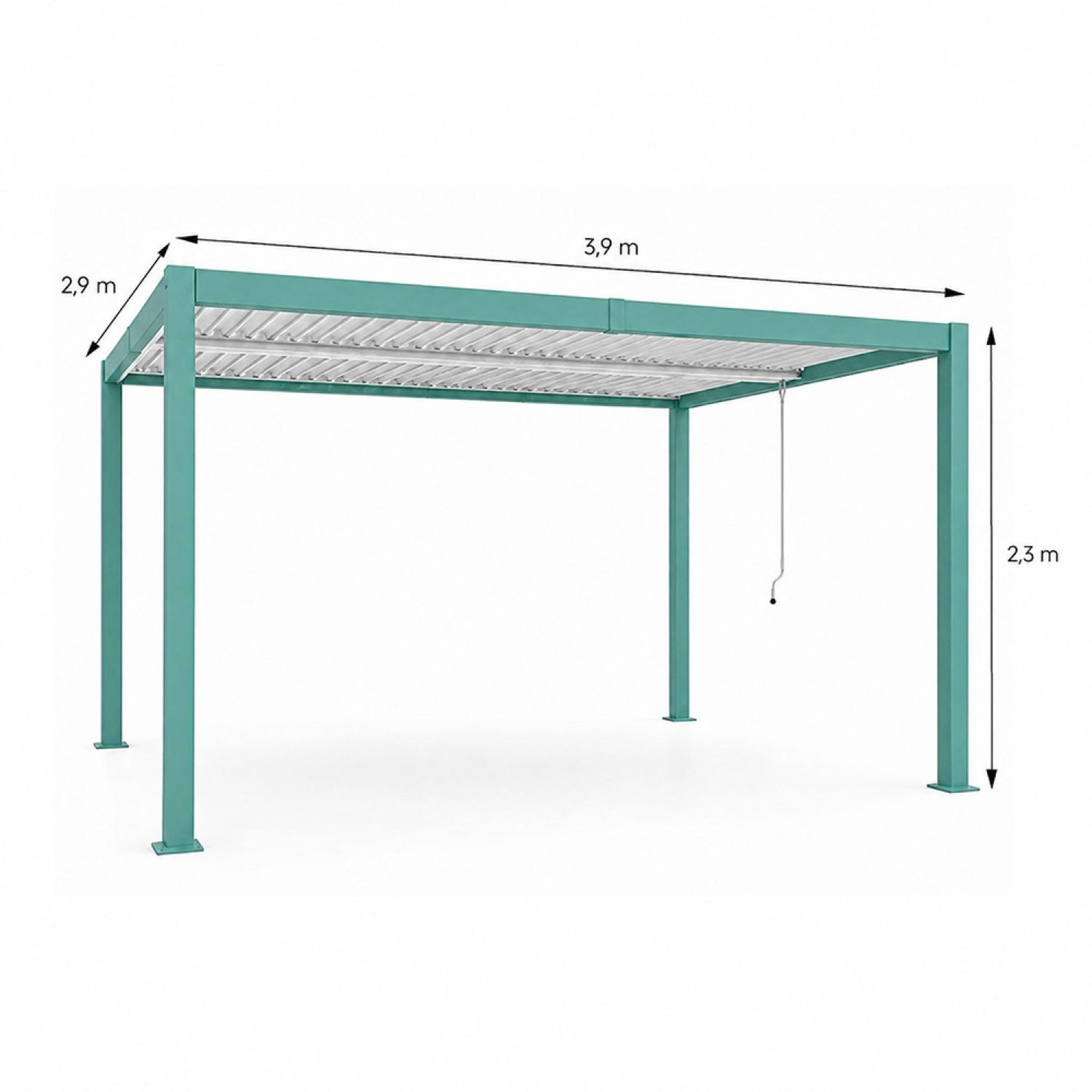 Voir la diapositive 3 : CONCEPT USINE Pergola bioclimatique 4x3m structure aluminium lames orientables verte corfu