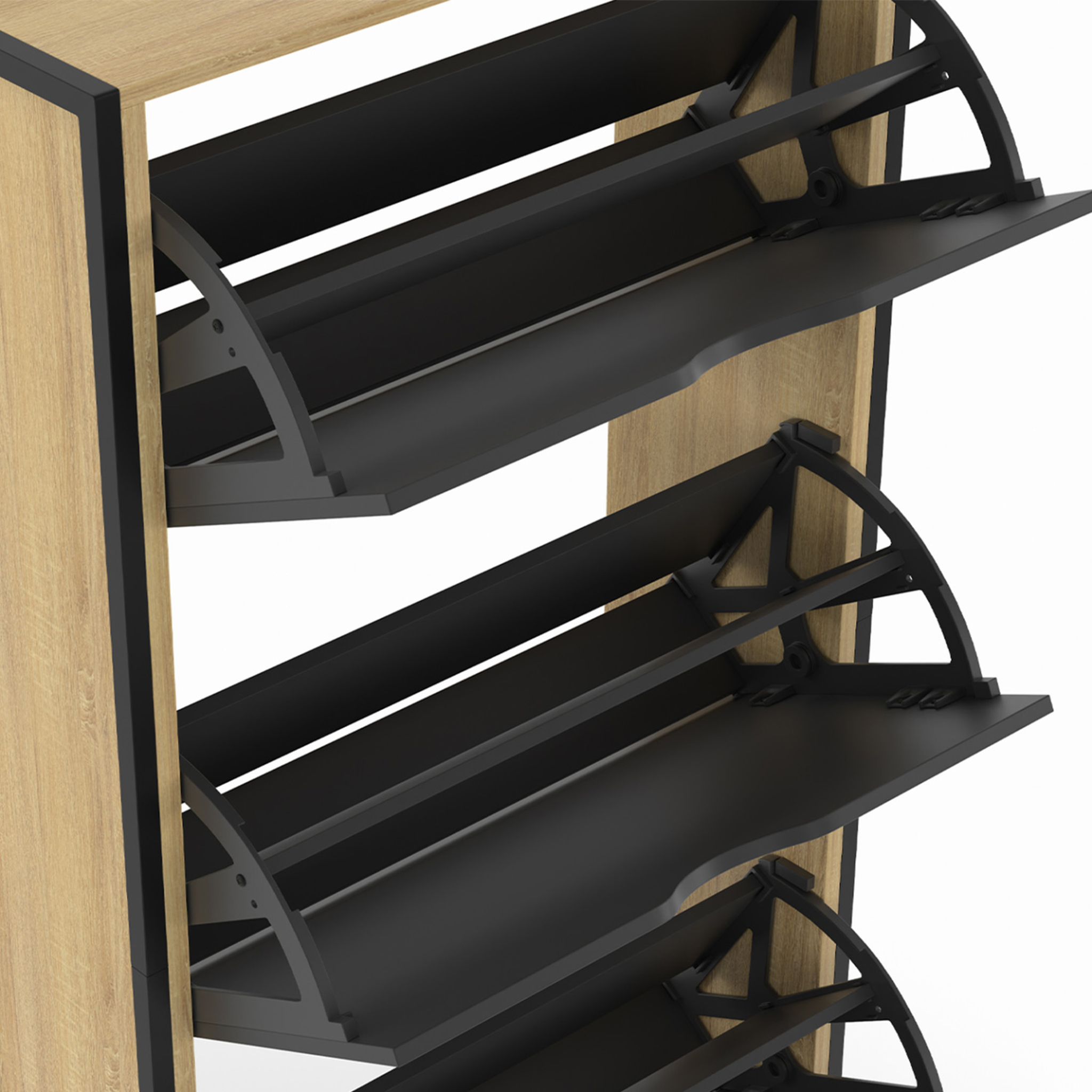Voir la diapositive 6 : ID MARKET Meuble à chaussures 18 paires boston 3 portes noires design industriel