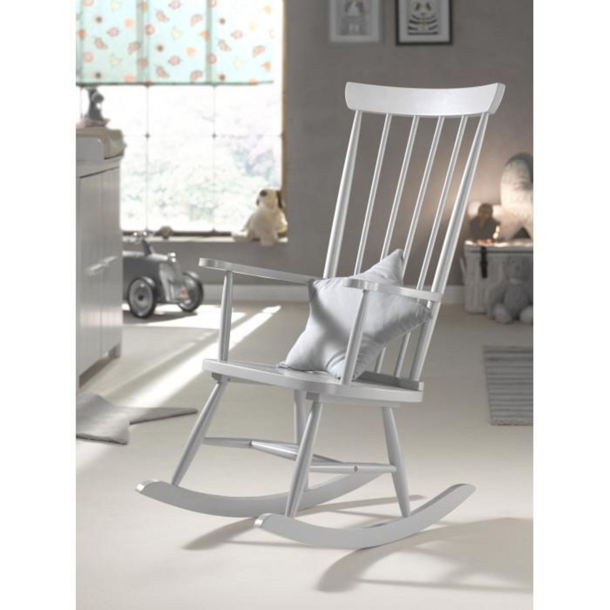 Paris Prix Fauteuil à Bascule en Bois  Rocky  124cm Gris
