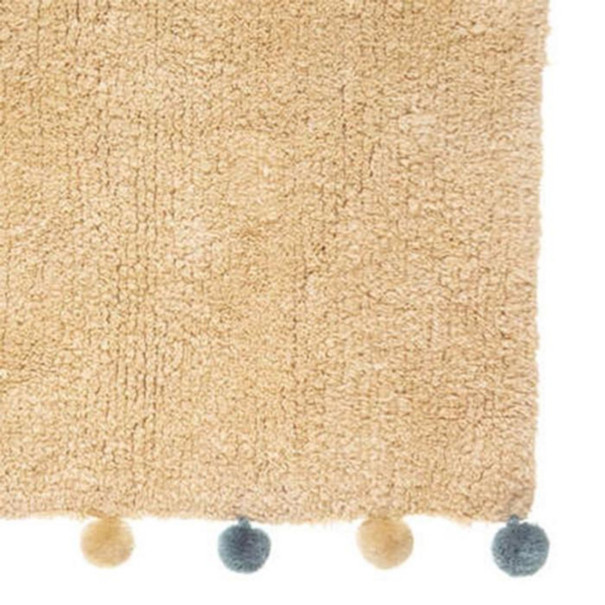 Atmosphera Kids Tapis Déco Enfant  24 Pompons  100x150cm Beige