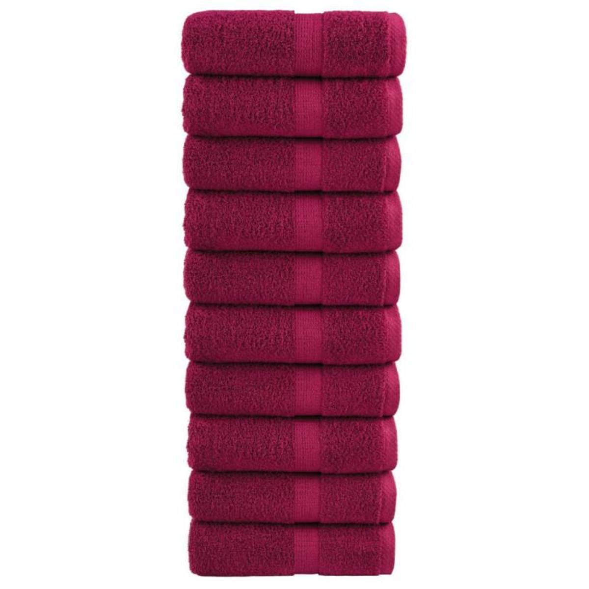 VIDAXL Serviettes de visage de qualité sup. SOLUND 10 pcs bordeaux