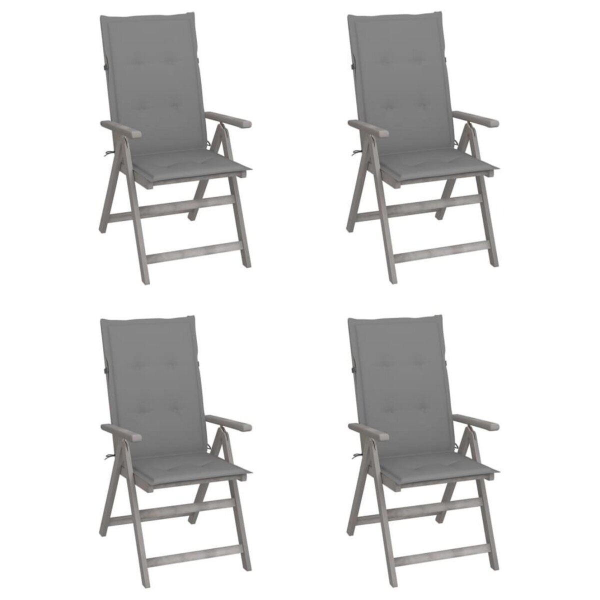 VIDAXL Chaises inclinables de jardin lot de 4 et coussins Bois acacia