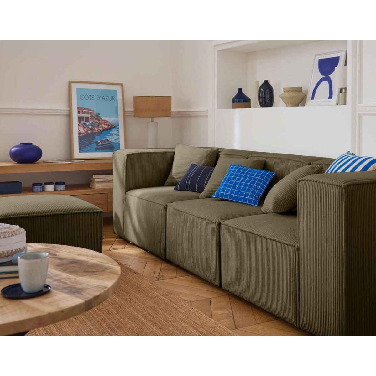 LISA DESIGN Arty - canapé modulable 3 places - en velours côtelé