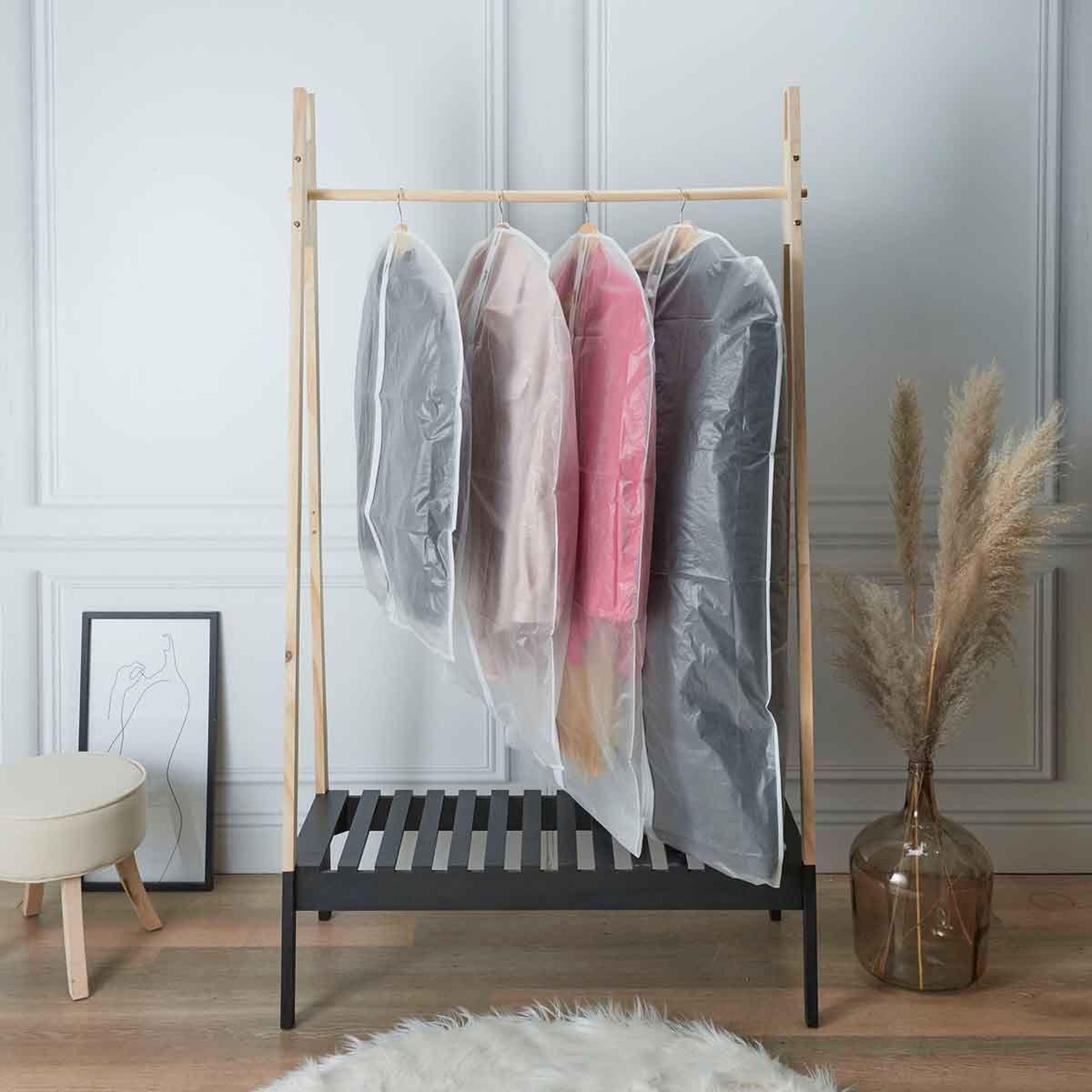 Voir la diapositive 5 : Je cherche une idee Lot de 4 Housses de Protection  Habits  98cm Transparent