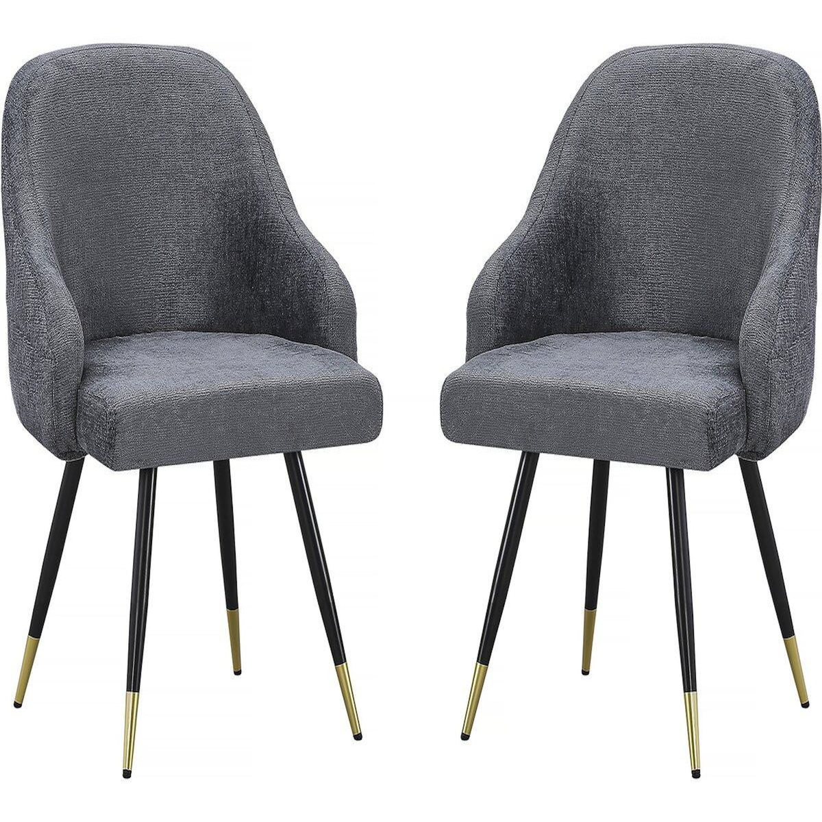 Habitat et Jardin Lot de 2 chaises en tissu  Harmony  - 54 x 57 x 90 cm - Gris