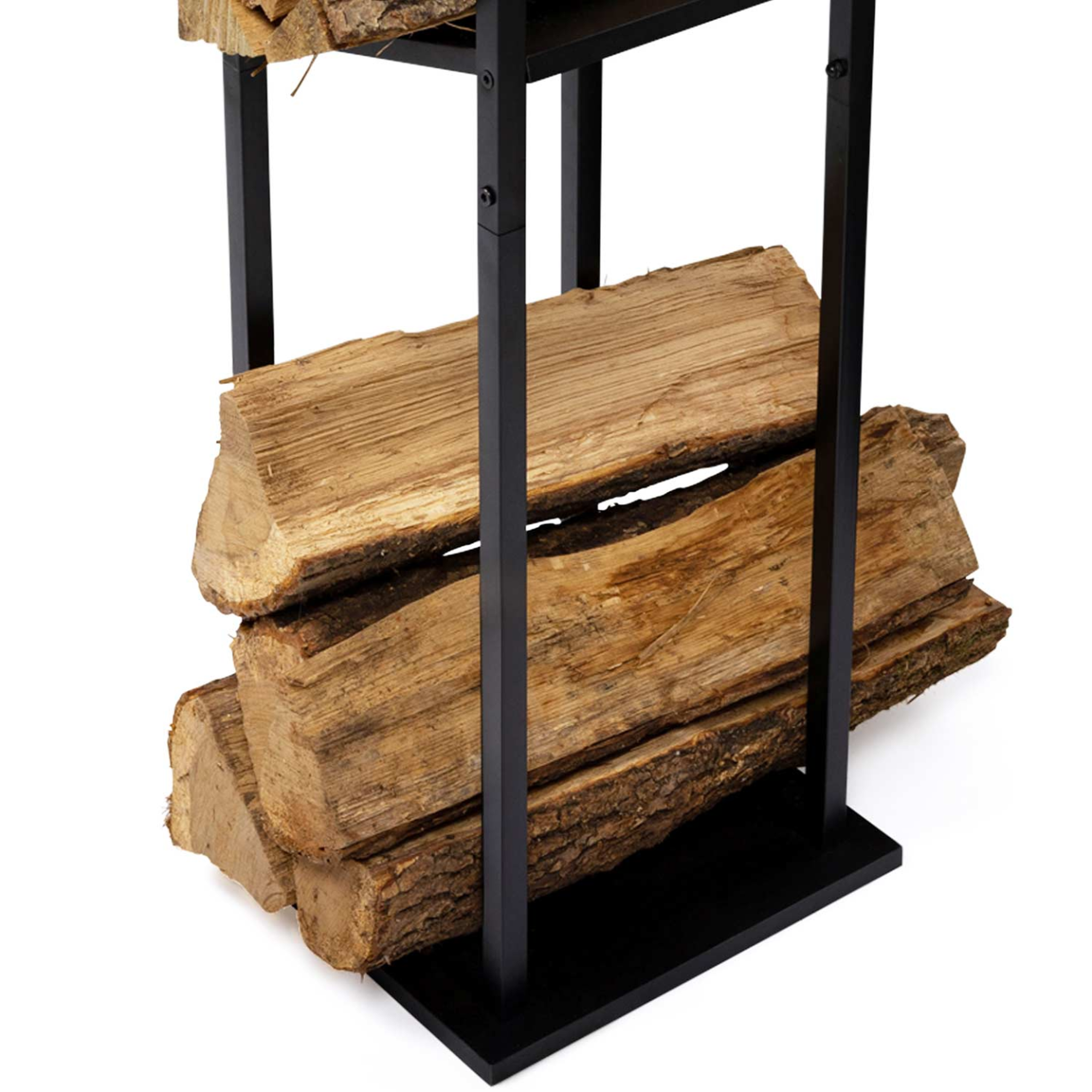 Voir la diapositive 4 : ID MARKET Range bûches vertical acier noir avec 2 étagères H.112 CM pour cheminée