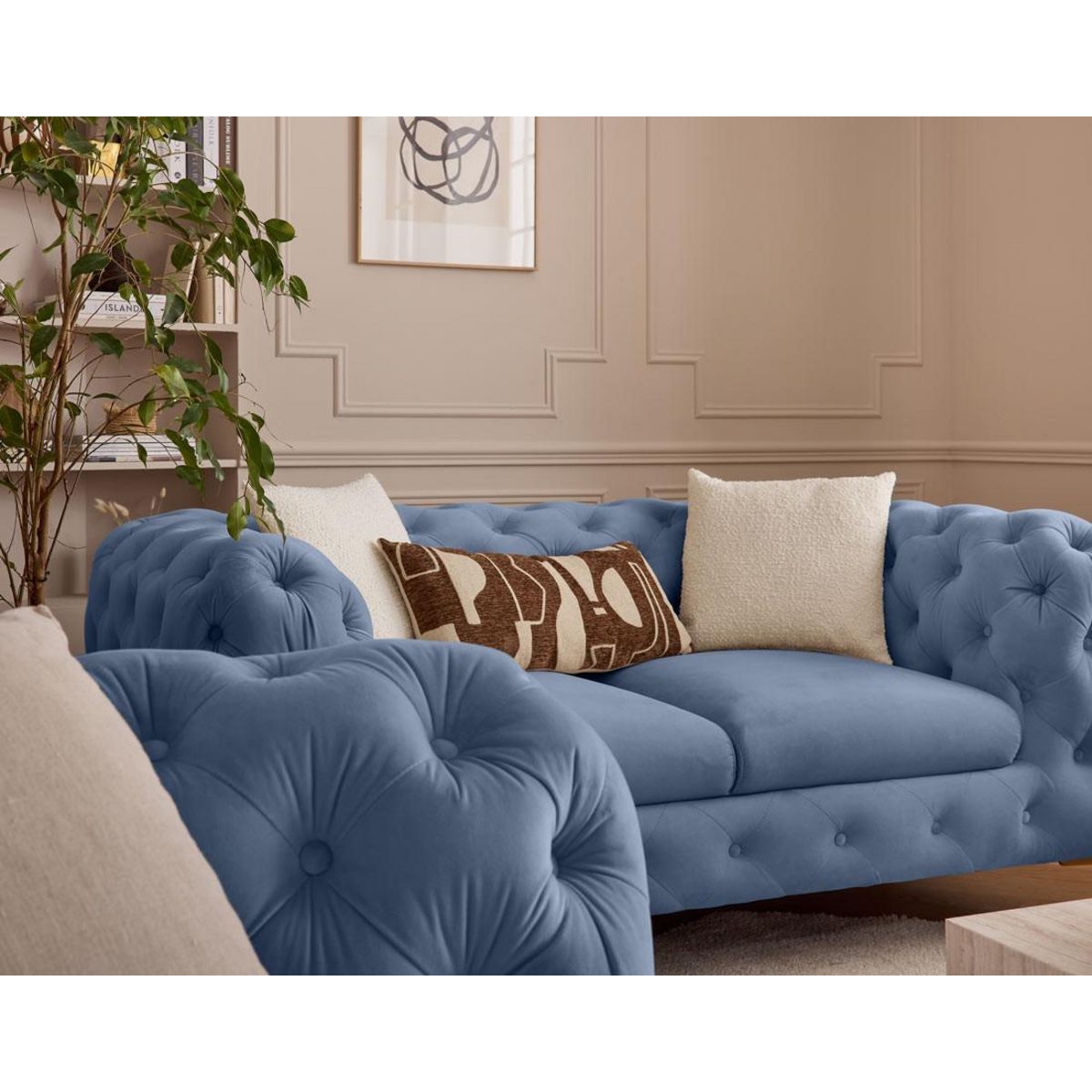 LISA DESIGN Camden - canapé 2 places chesterfield en velours - pieds en métal doré