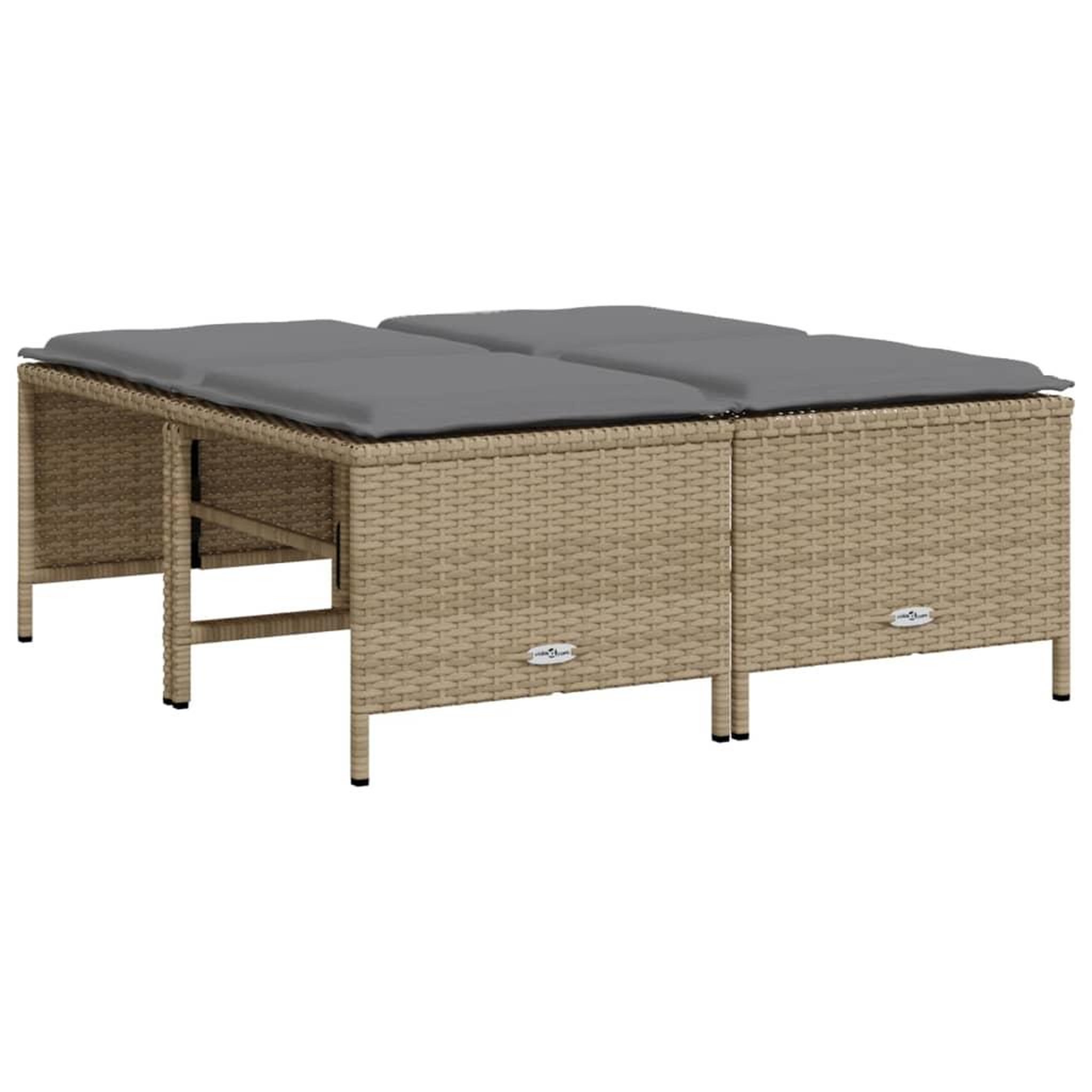 Voir la diapositive 2 : VIDAXL Tabourets de jardin avec coussins lot de 4 beige resine tressee