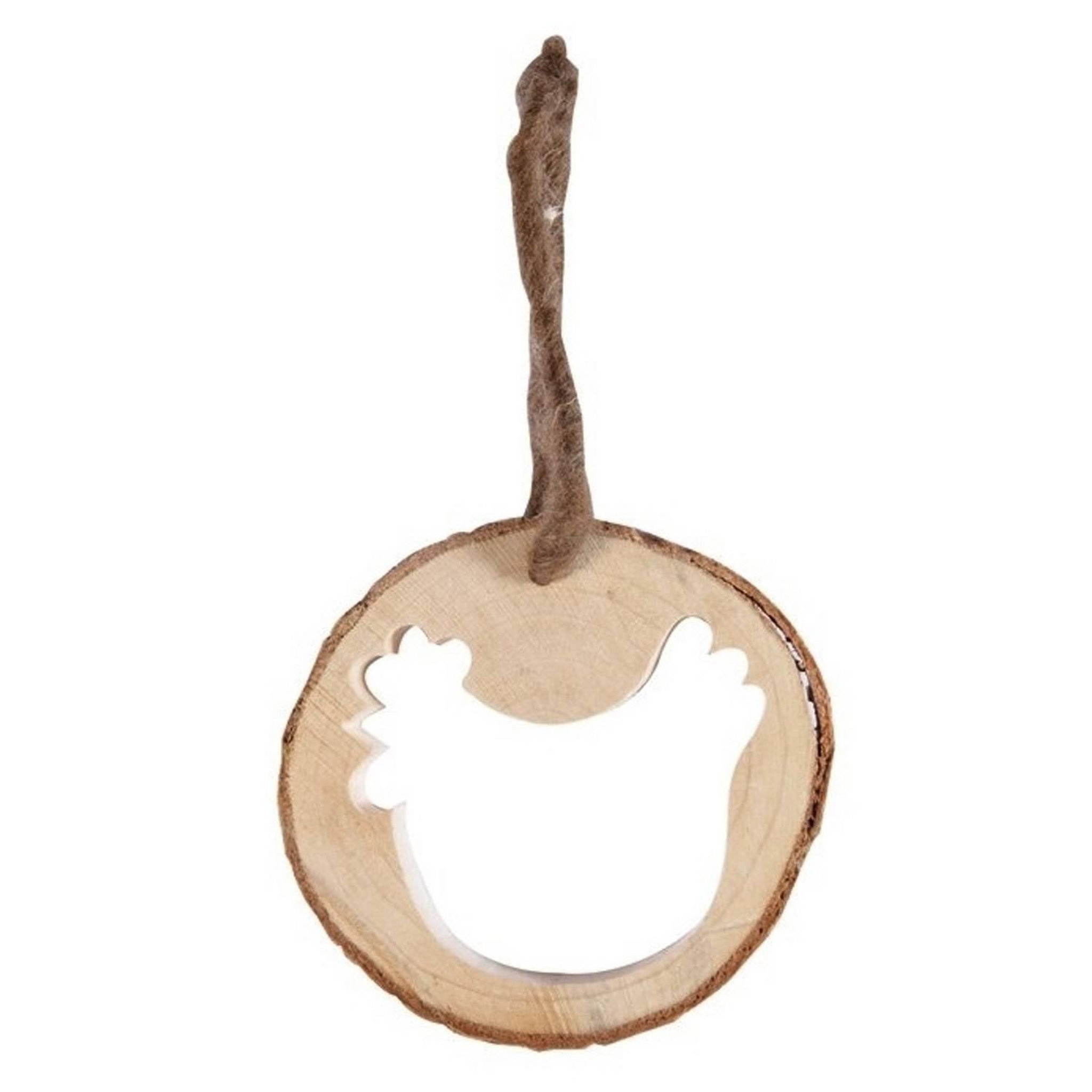 CHAKS Poule bois Creux déco avec lien, 10cm