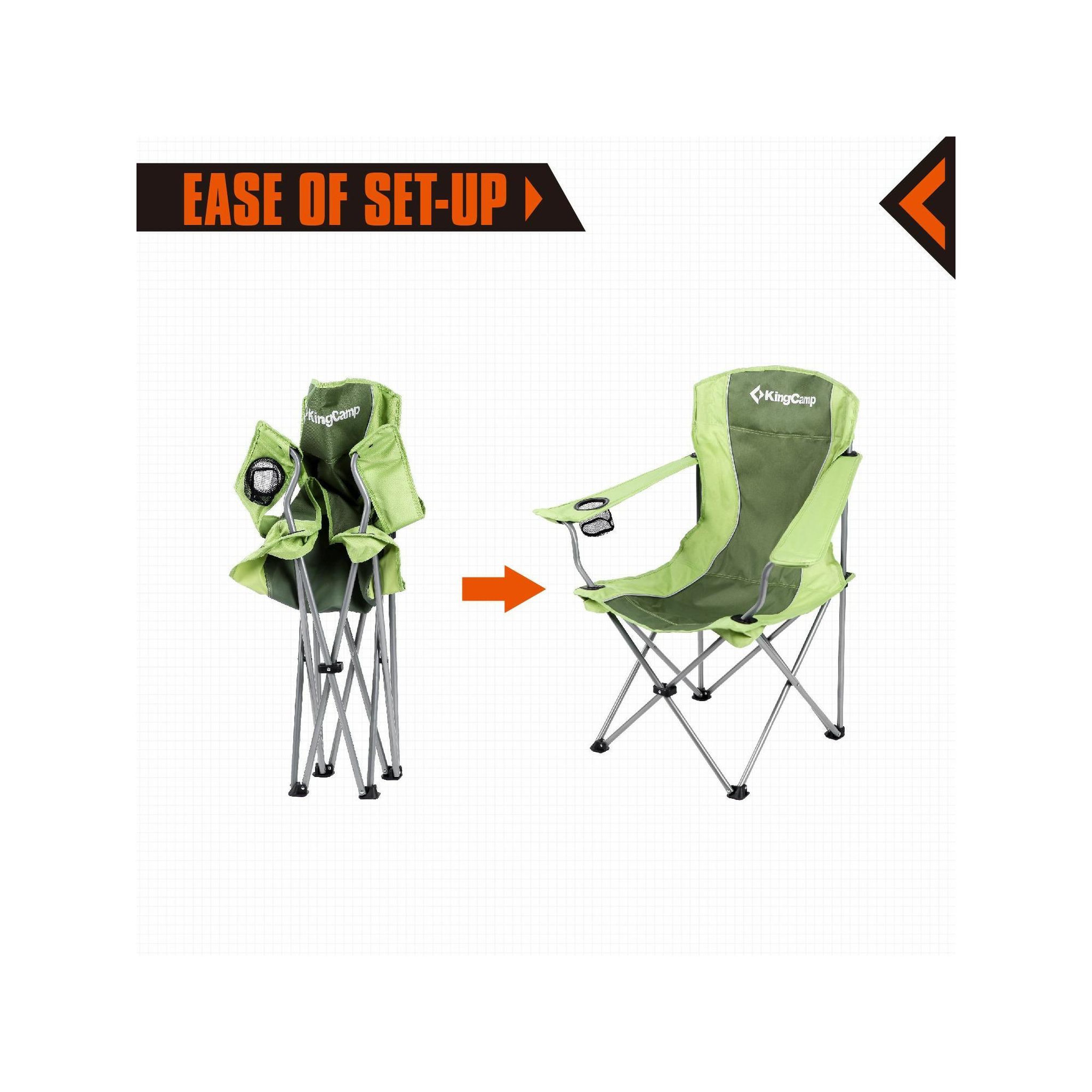 Voir la diapositive 3 : KINGCAMP Chaise de camping - Kingcamp - Vert - Sac de transport inclus