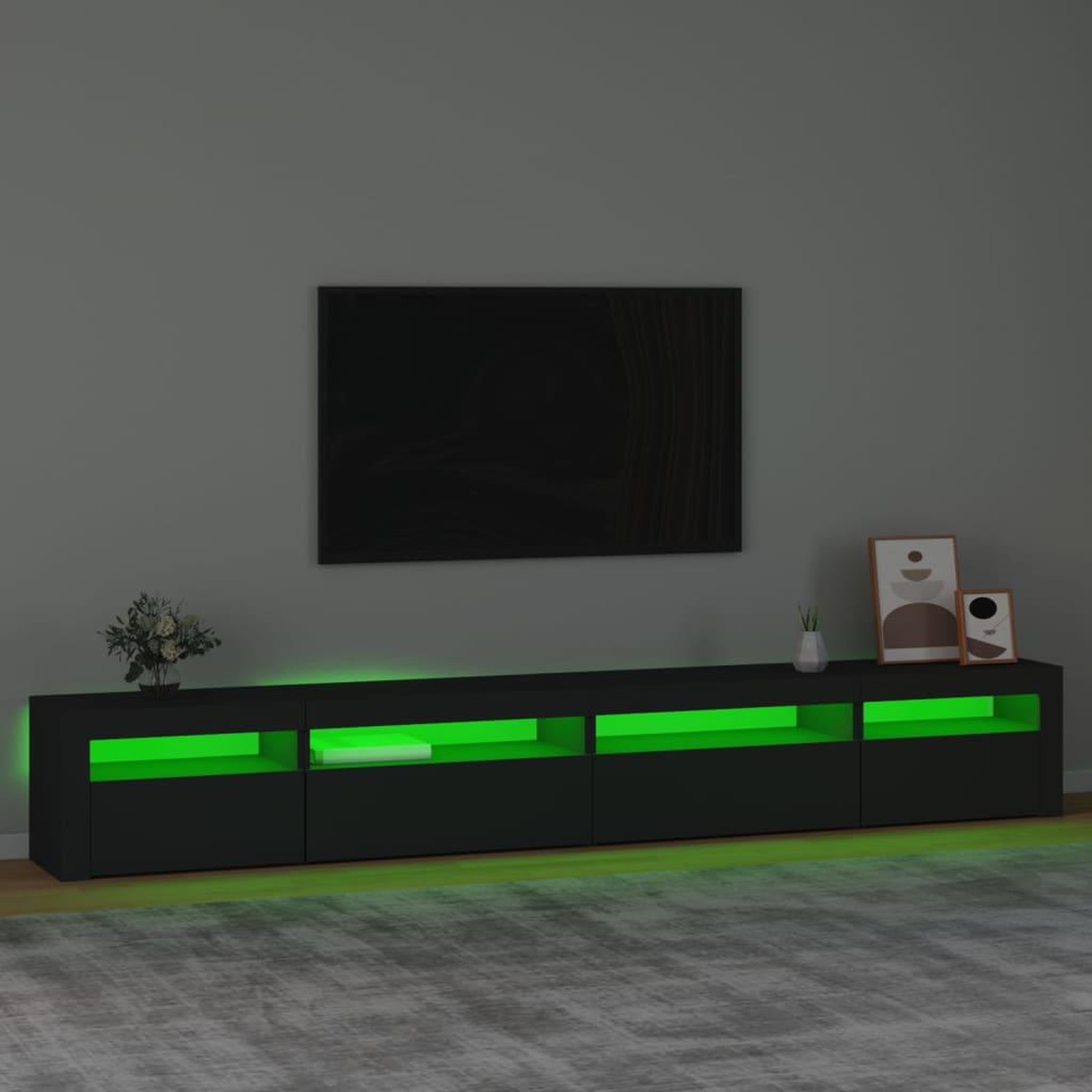 Voir la diapositive 4 : VIDAXL Meuble TV avec lumieres LED Noir 270x35x40 cm