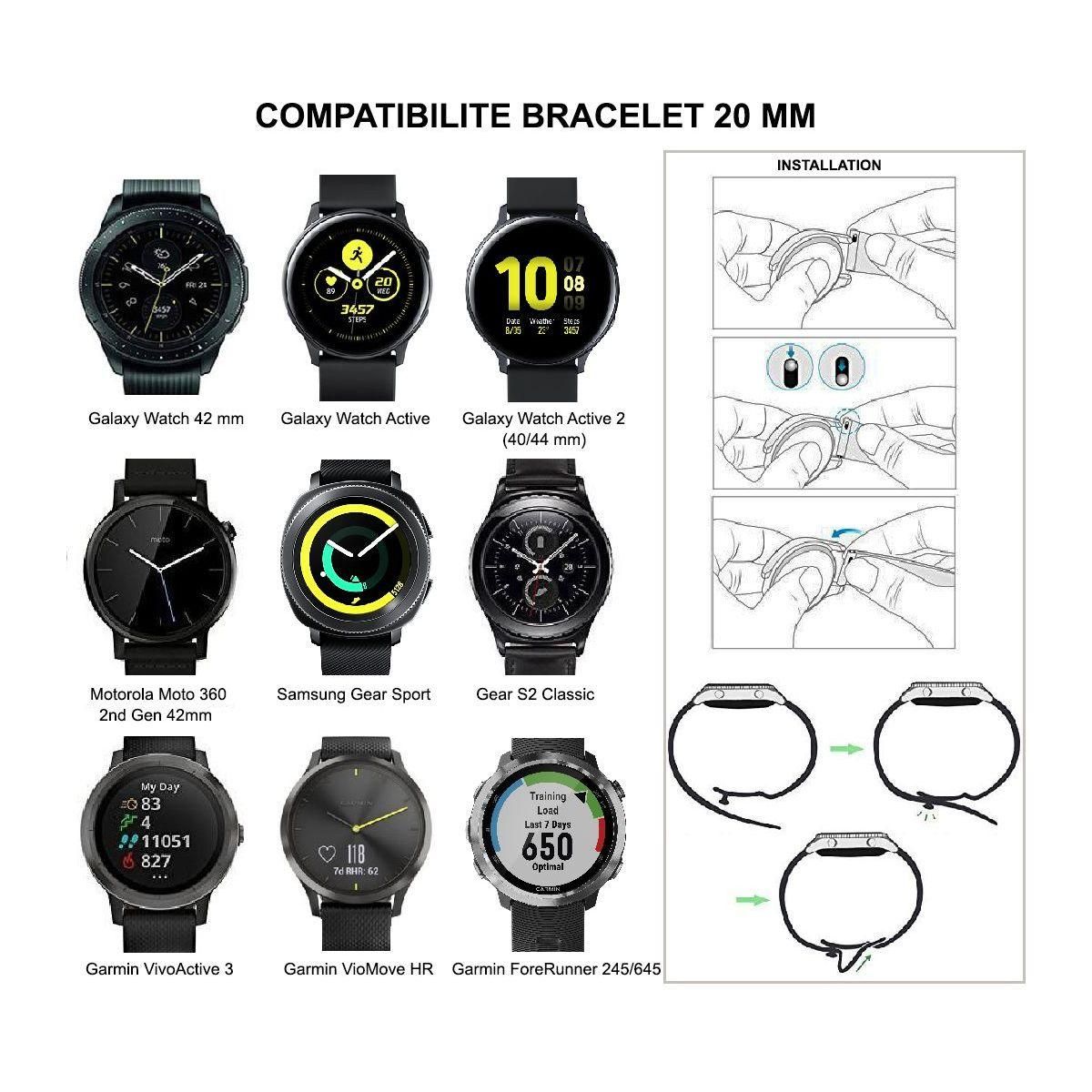 IBROZ Bracelet Samsung/Huawei SoftTouch 20mm bleu