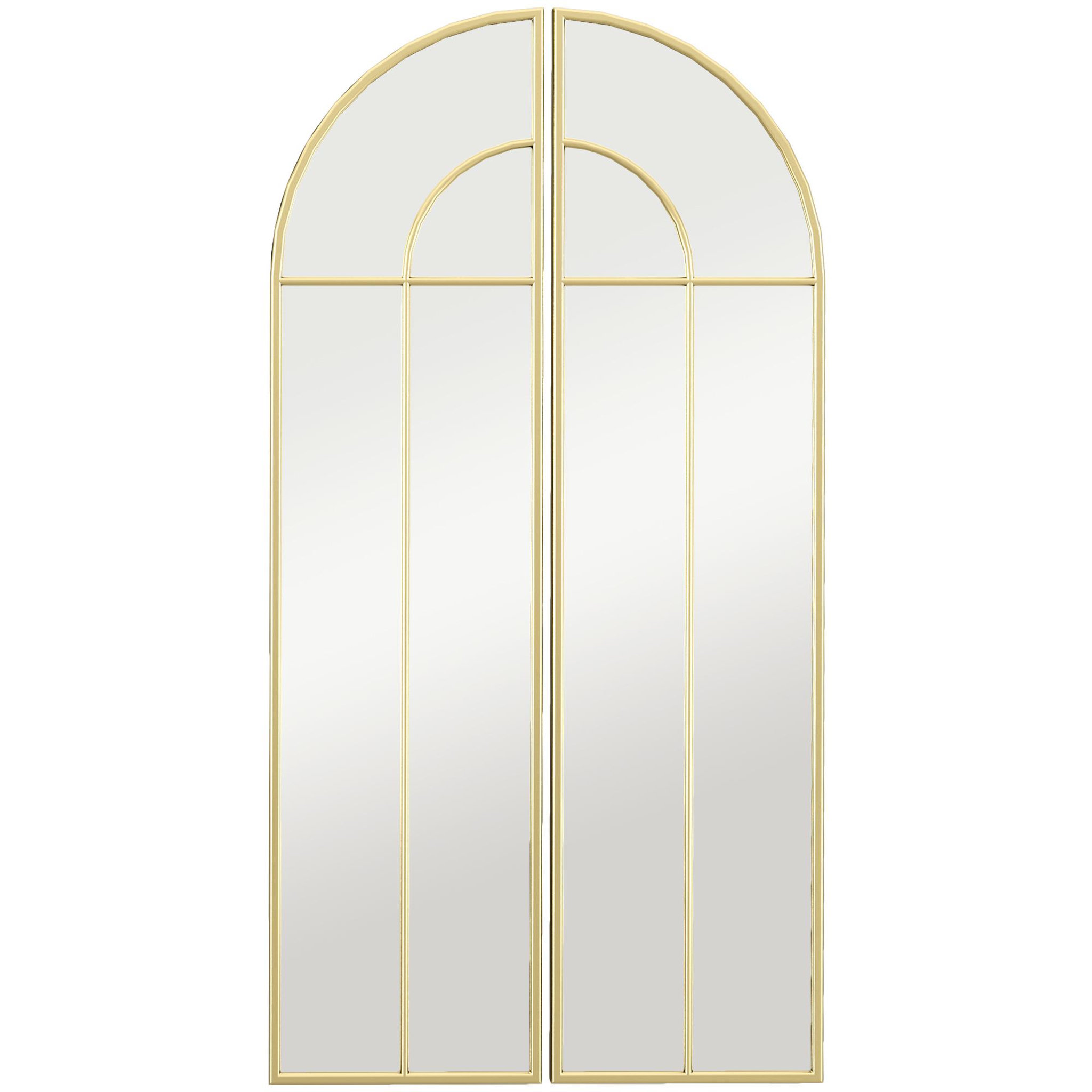 HOMCOM Miroir mural style verrière dim. panneau 30 x 120 cm métal doré verre