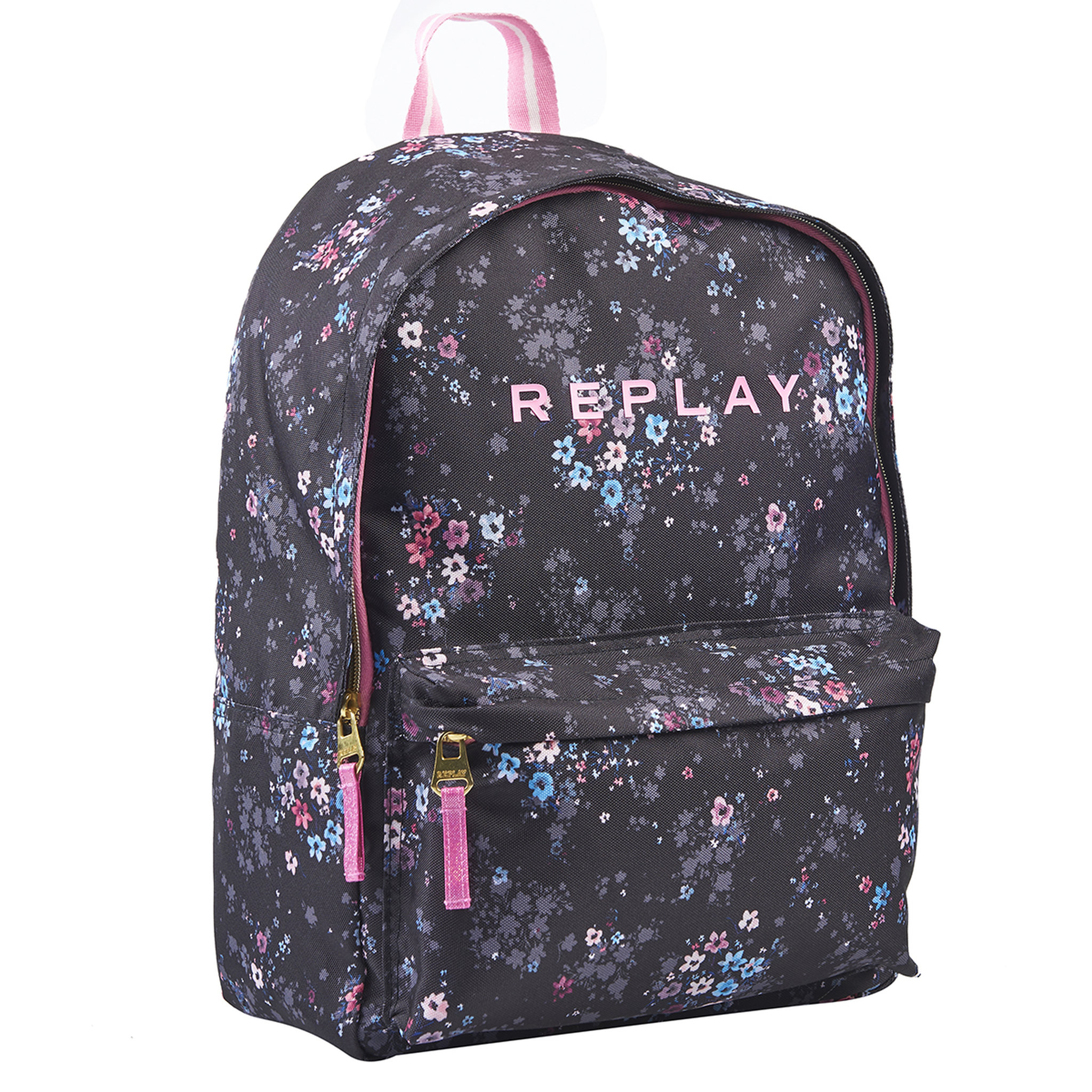 Voir la diapositive 2 : REPLAY Sac à dos 1 compartiment noir motif fleurs REPLAY